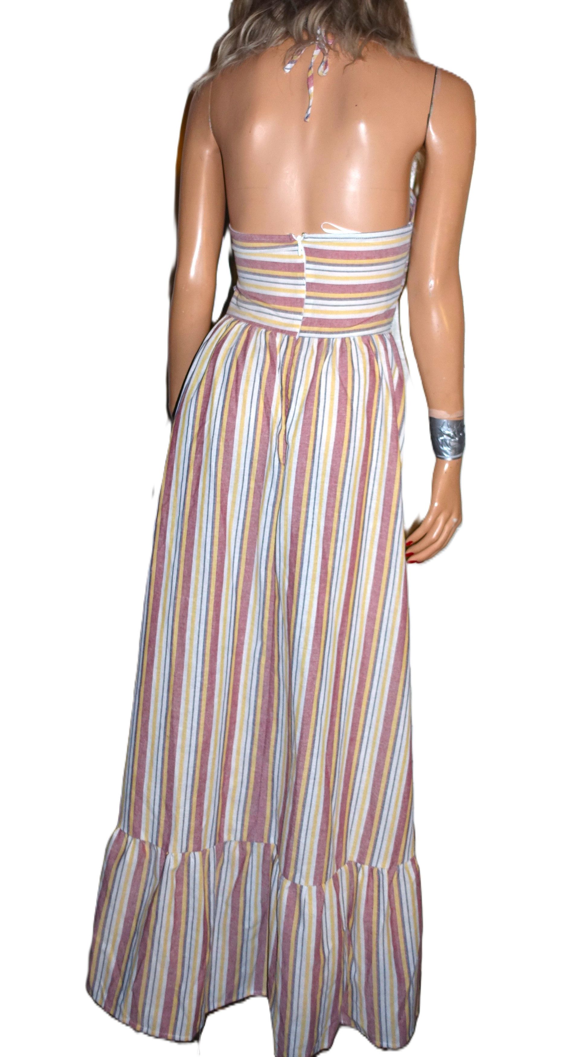 Shein Shein Multi Color Striped Halter Maxi Dress 4 Size S / US 4 / IT 40 - 5 Thumbnail