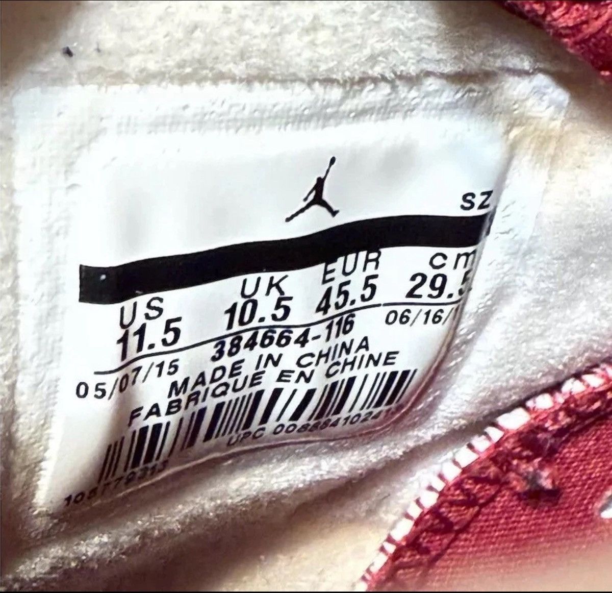Jordan Brand Nike Air Jordan 6 Retro "Maroon" 2015 Size US 11.5 / EU 44-45 - 5 Thumbnail