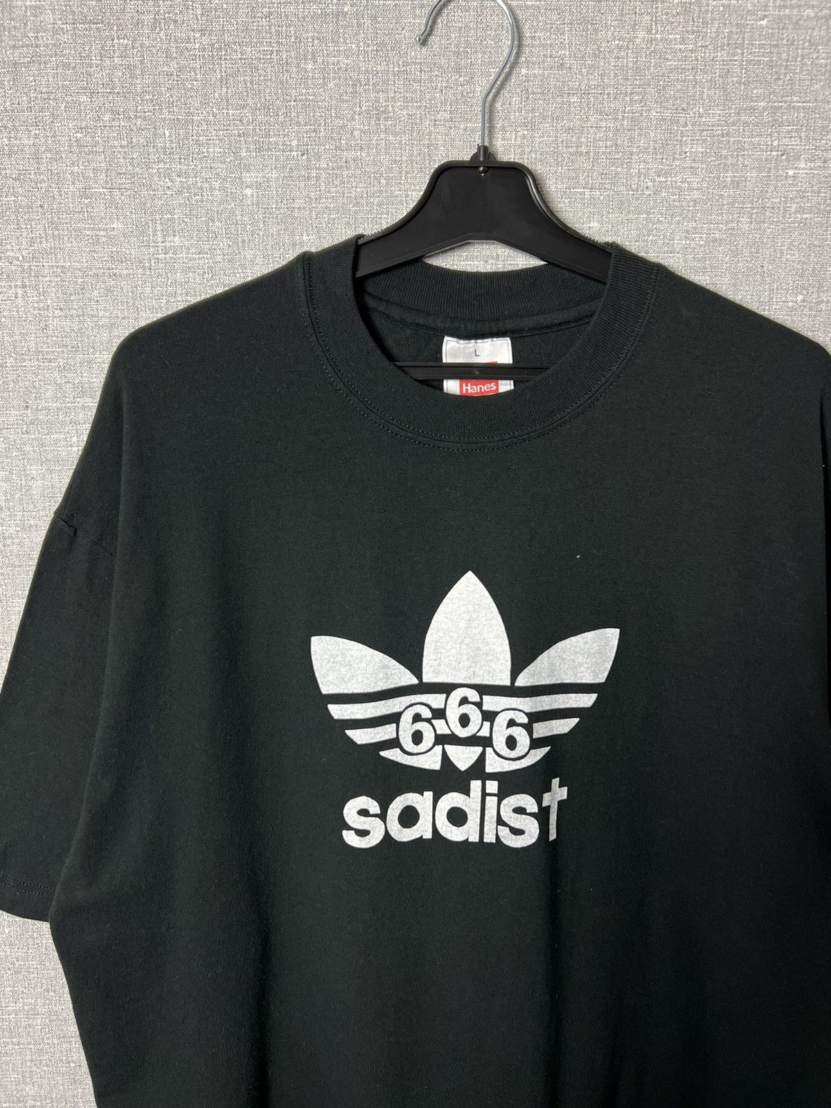 Vintage 90s 666 Sadist Adidas Trefoil Logo Tee Archaic Smile