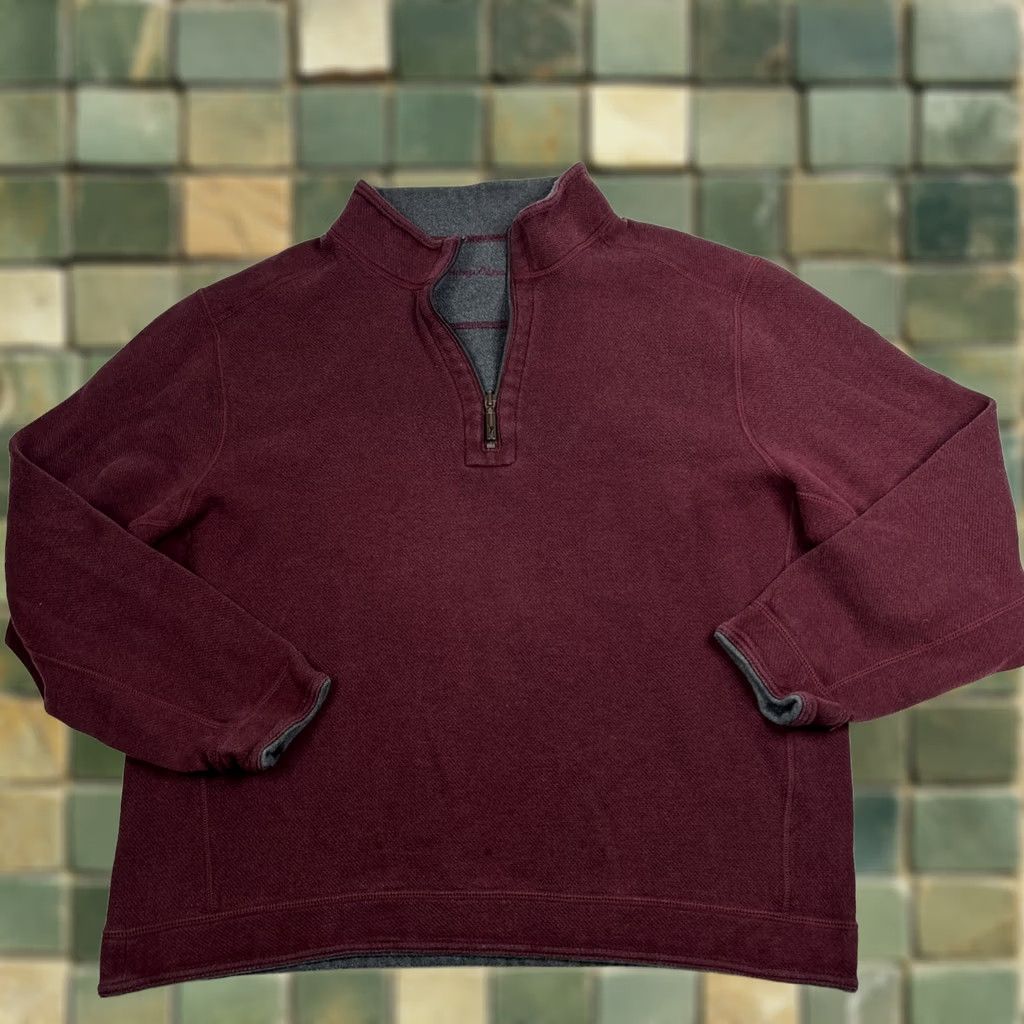 Tommy Bahama VINTAGE Tommy Bahama Mens Sweater Pullover 1/4 Zip Reversible Knit Mock Neck 2/4 Zip L Large Purple Green Size US L / EU 52-54 / 3 - 1 Thumbnail