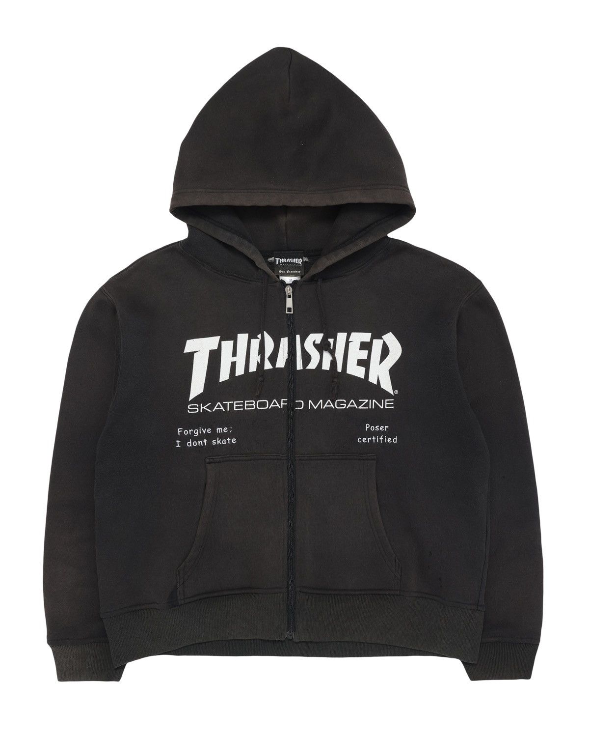Vintage Thrasher Zip Hoodie Cropped -sun faded “Poser Certified” Size US M / EU 48-50 / 2 - 1 Thumbnail