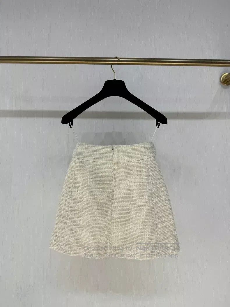 Chanel Chanel Milky white woven twill tweed skirt Size 24" / US 00 / IT 34 - 4 Thumbnail