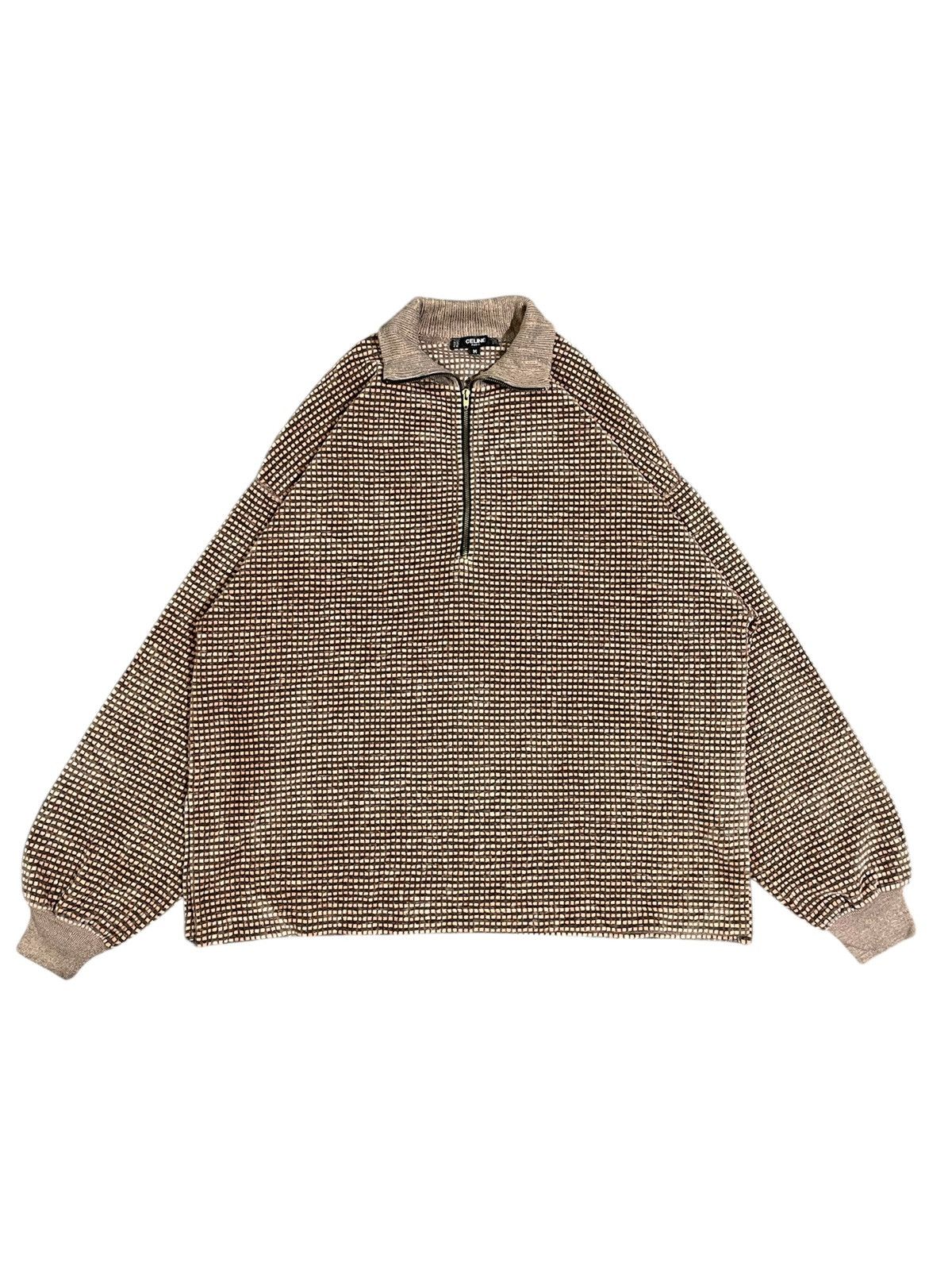 Celine Vintage 80s Celine Halfzip Brown Velvet Sweater Size US L / EU 52-54 / 3 - 1 Thumbnail