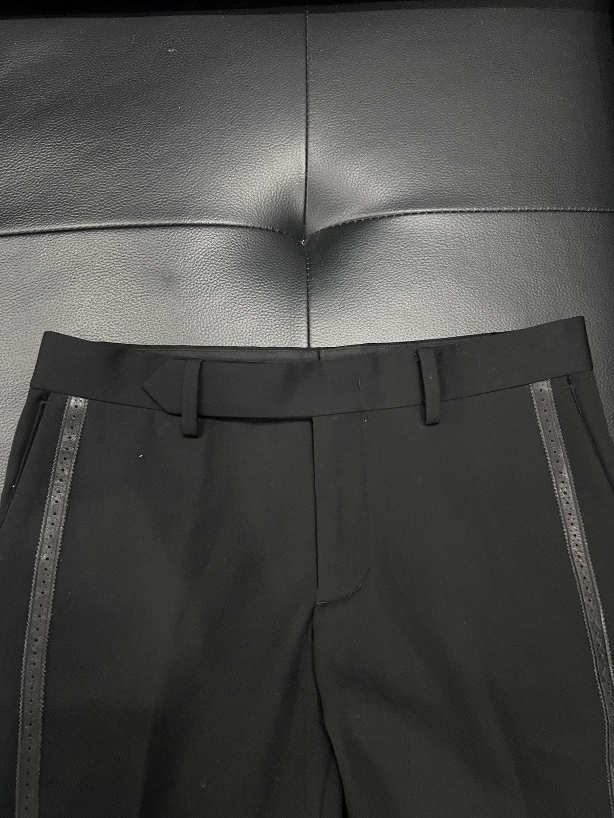 Number (N)ine Number (N)ine FW06 “Noir” Runway Leather Stripe Flared Trous Size 38R - 5 Thumbnail