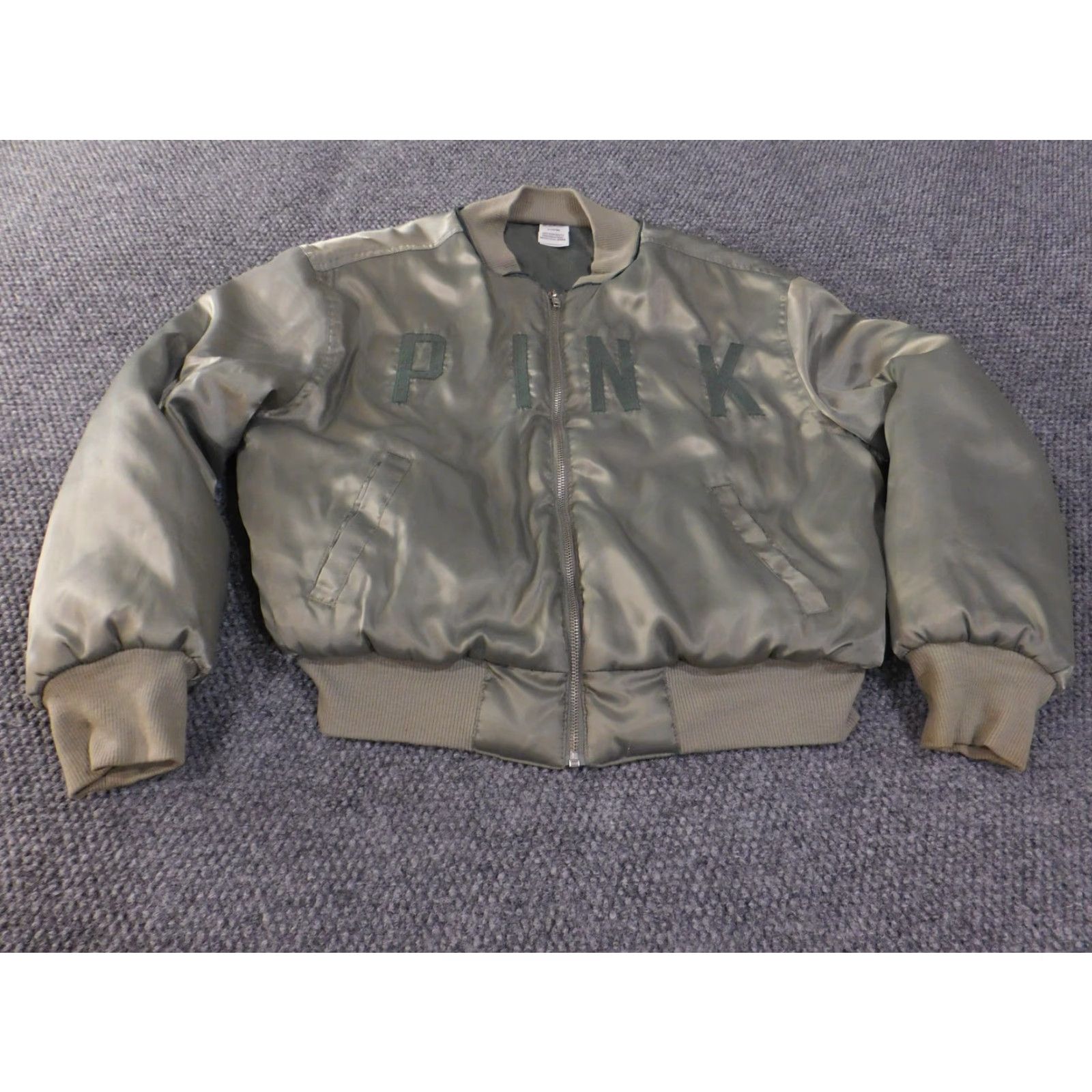 Pinko PINK Victoria's Secret Jacket Womens Medium Bomber Satin Varsity Zip Up Coat Size M / US 6-8 / IT 42-44 - 4 Thumbnail