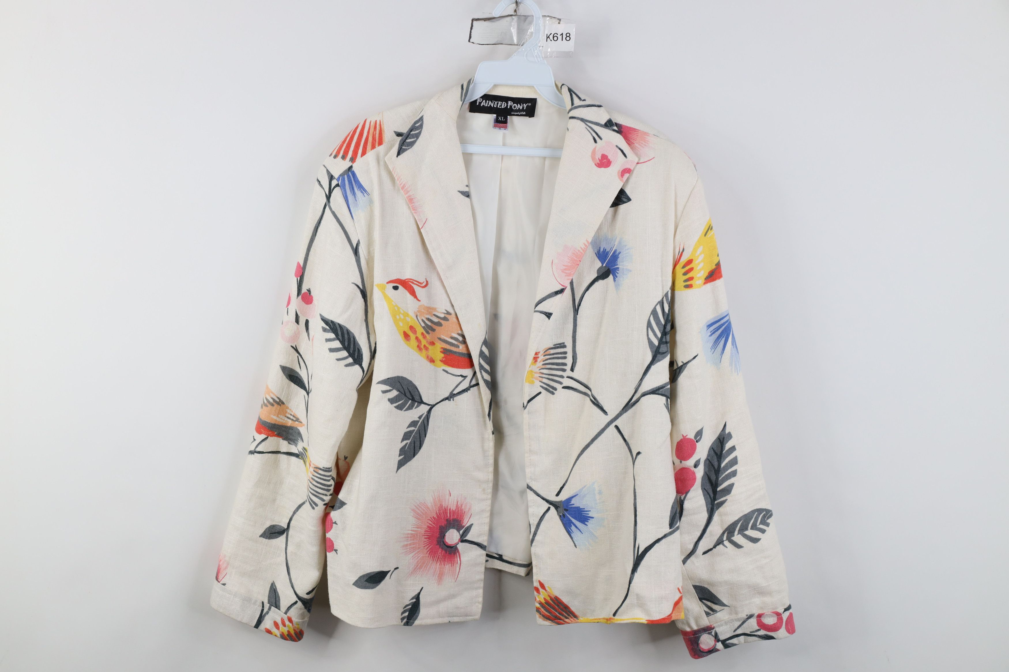 Vintage Vintage 90s Painted Pony Bird Open Front Blazer Jacket USA Size XL / US 12-14 / IT 48-50 - 1 Thumbnail