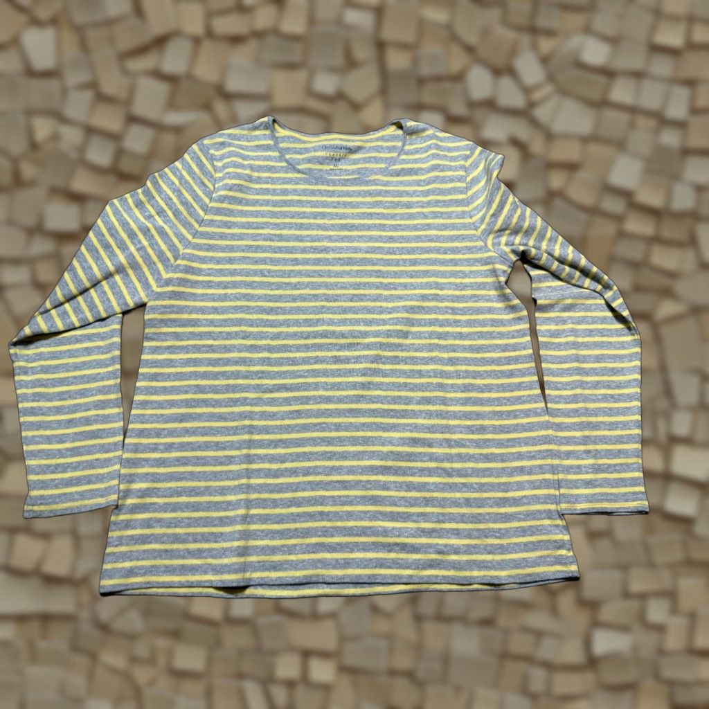 Croft & Barrow Croft & Barrow Shirt, Women's XL, Gray Yellow Striped Long Sleeve Shirt Size XL / US 12-14 / IT 48-50 - 1 Thumbnail