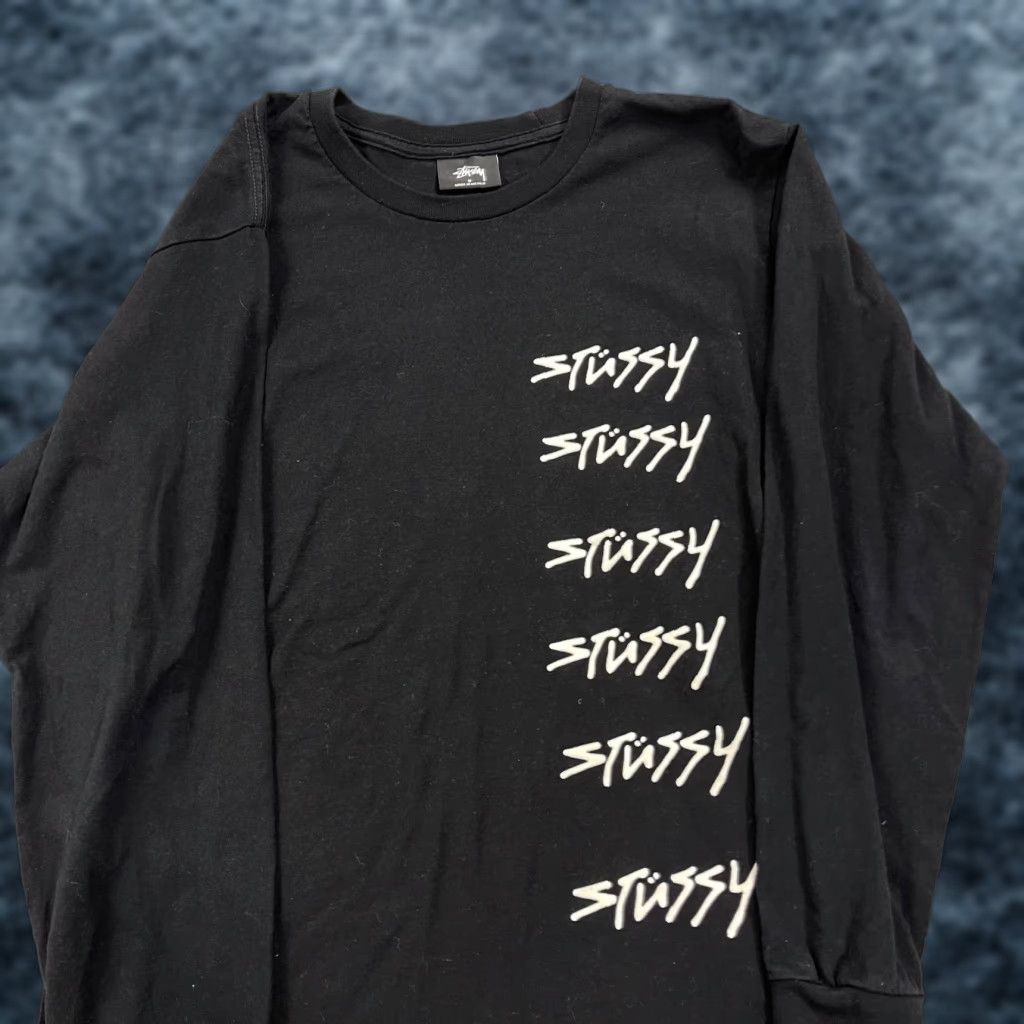 Vintage Stussy Shirt Mens S Black Cotton Graphic Tee Long Sleeve 100% Cotton Logo Crew Neck Vintage No Size US S / EU 44-46 / 1 - 1 Thumbnail