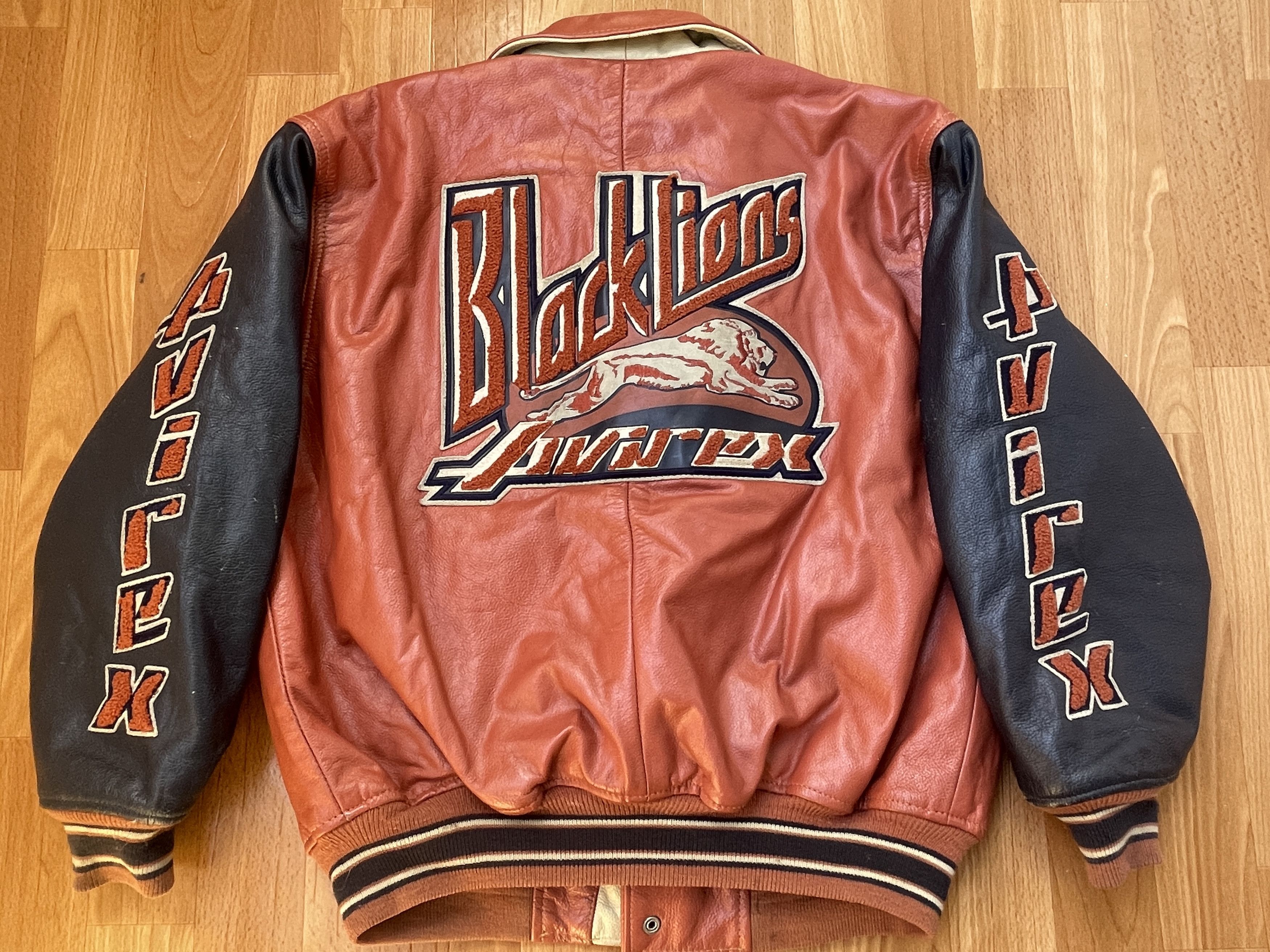 Avirex AVIREX leather jacket, Black Lions, vintage, 90s hip hop XS Size US XS / EU 42 / 0 - 5 Thumbnail