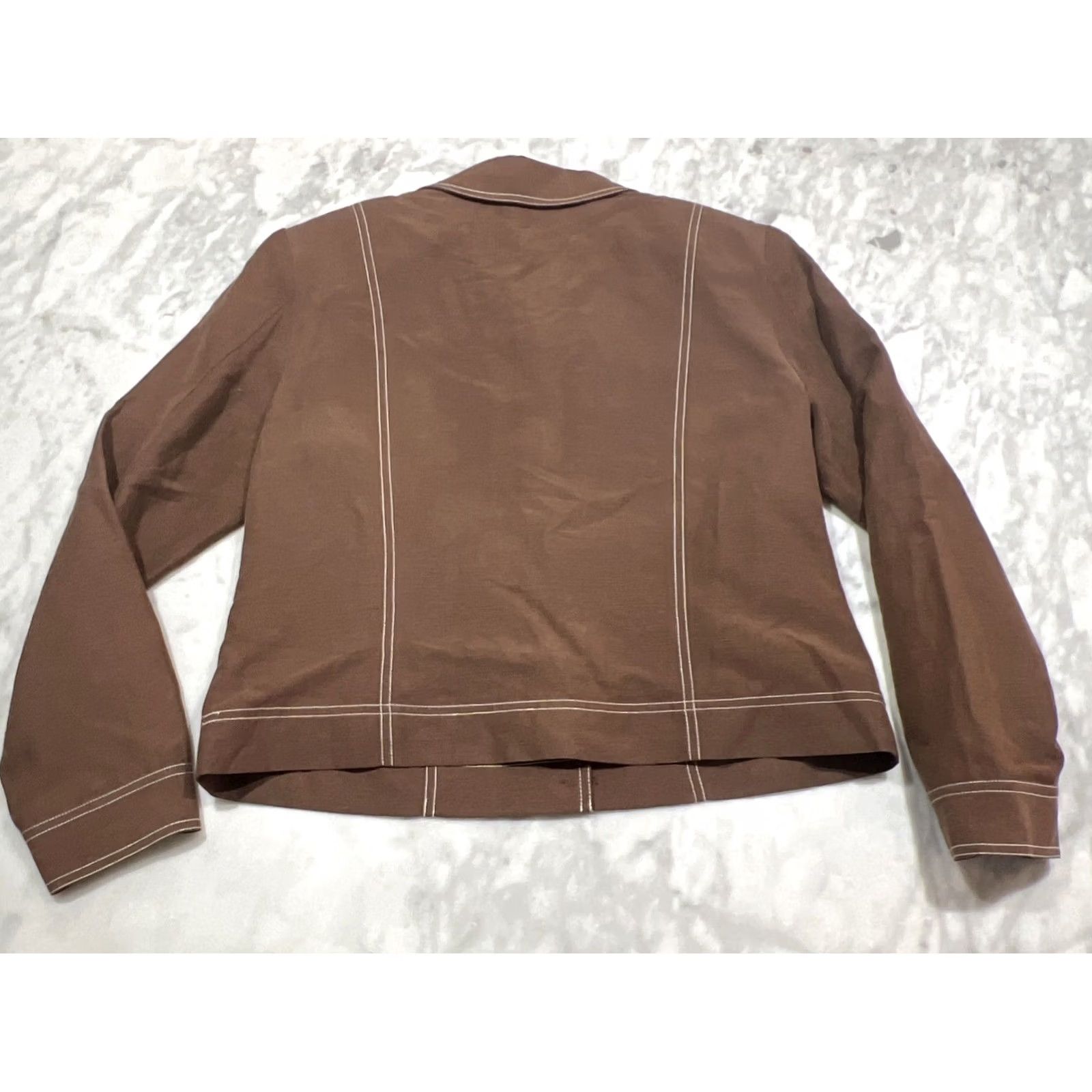 Pendleton Pendleton Jacket Women's 10 Brown Short Pick Stitching Buttons Silk Linen Size 32" / US 10 / IT 46 - 5 Thumbnail
