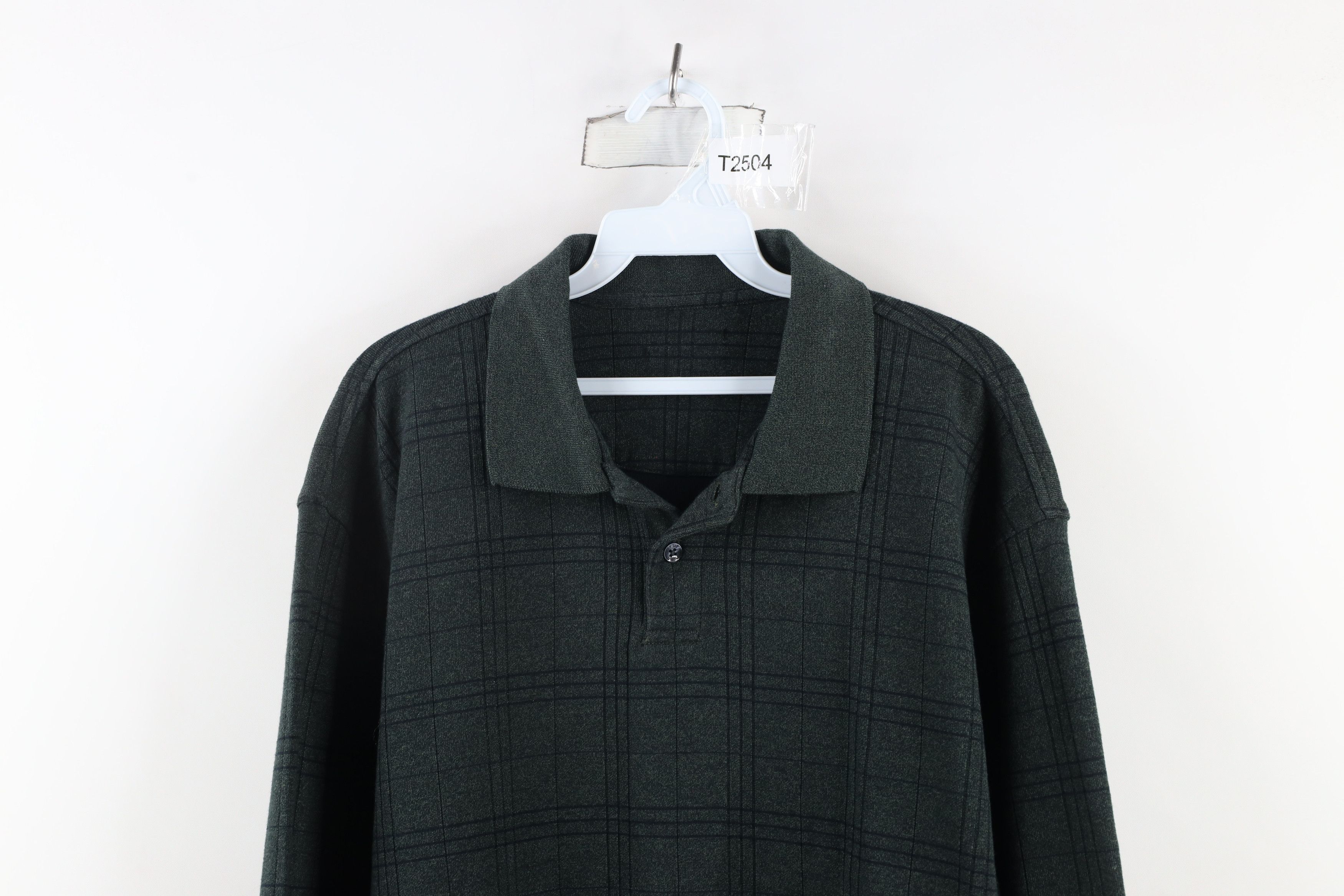 Vintage Vintage 90s Streetwear Heavyweight Long Sleeve Polo Green Size US XL / EU 56 / 4 - 2 Thumbnail