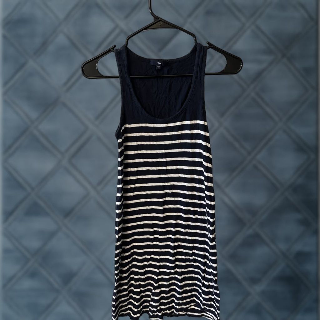 Gap VINTAGE Gap Women's Tank Dress XS Navy White Striped Cotton Sleeveless Casual Formal Summer Size XS / US 0-2 / IT 36-38 - 1 Thumbnail