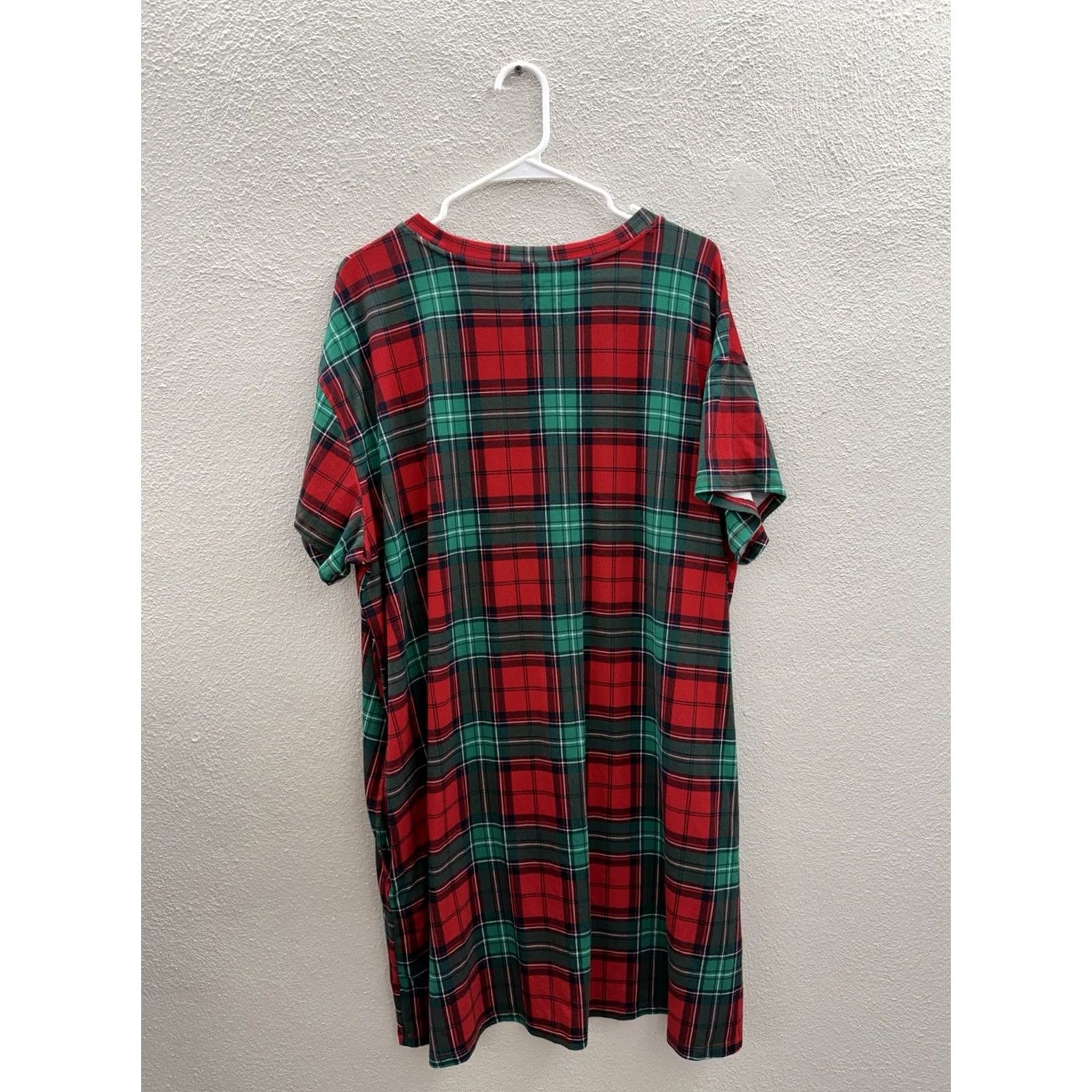 Vintage Joyspun Womens Pajama Nightgown Mumu 2X Holiday Plaid Short Sleeve Red Knit 2X Womens Nightgown Pajama Holiday Bar? Size ONE SIZE - 6 Thumbnail