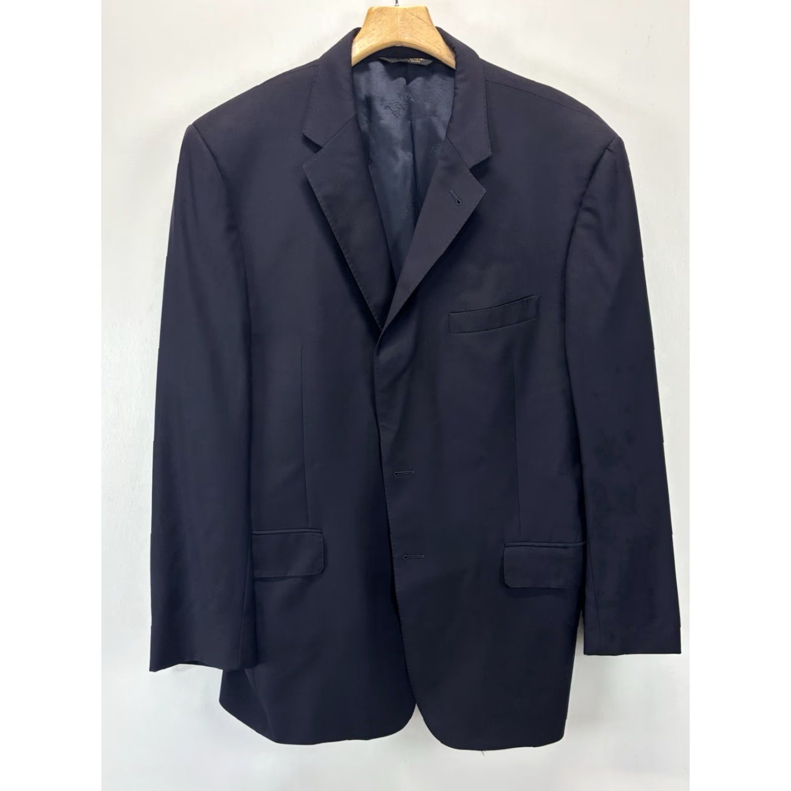 Jos. A. Bank VINTAGE Jos A Bank Signature Gold Wool Blazer Sport Coat Men 44R Navy Solid Business Party Classic Two-Button Size 44R - 4 Thumbnail