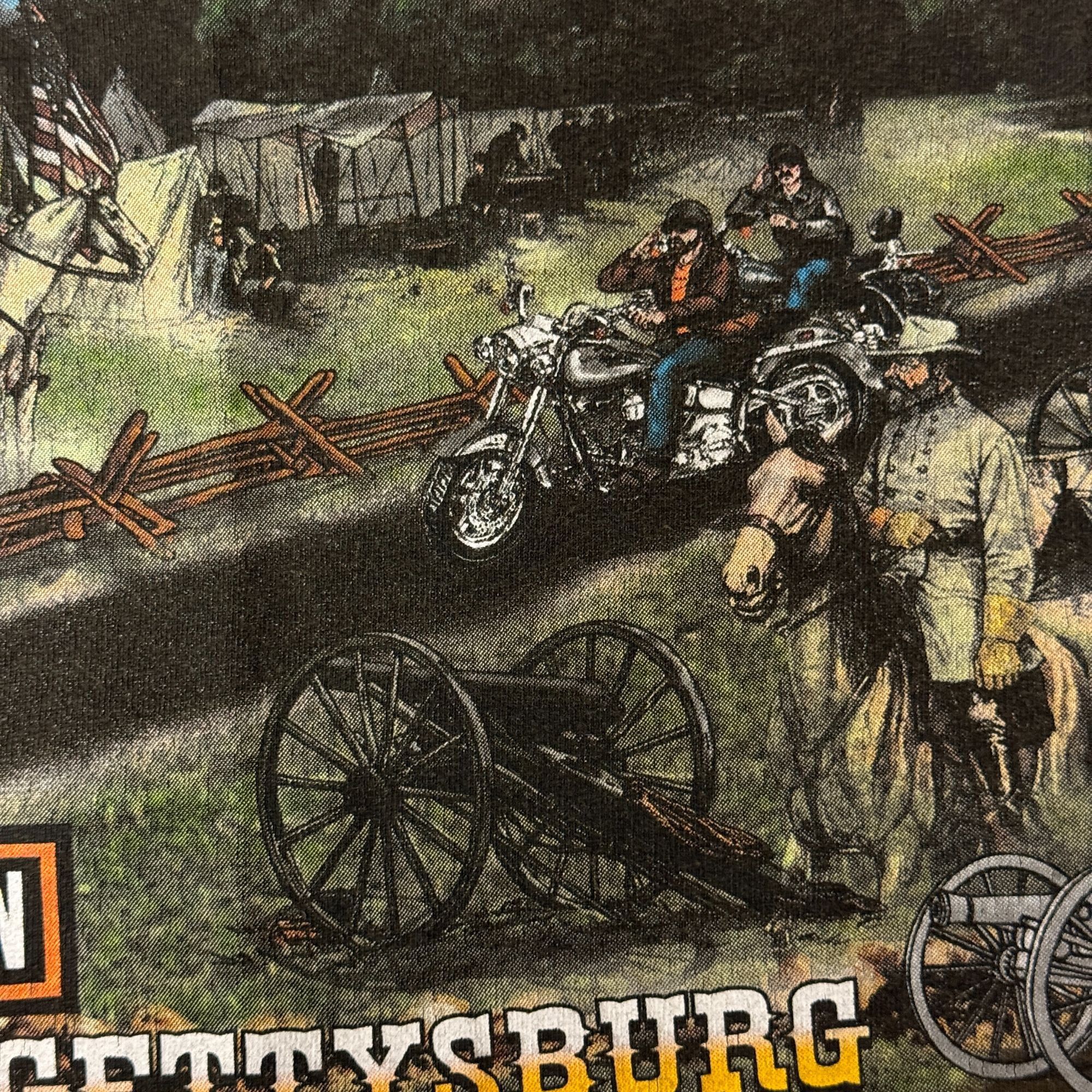 Harley Davidson BATTLEFIELD GETTYSBURG Pa LEGENDS NEVER DIE Motorcycle Biker Size US XL / EU 56 / 4 - 10 Thumbnail