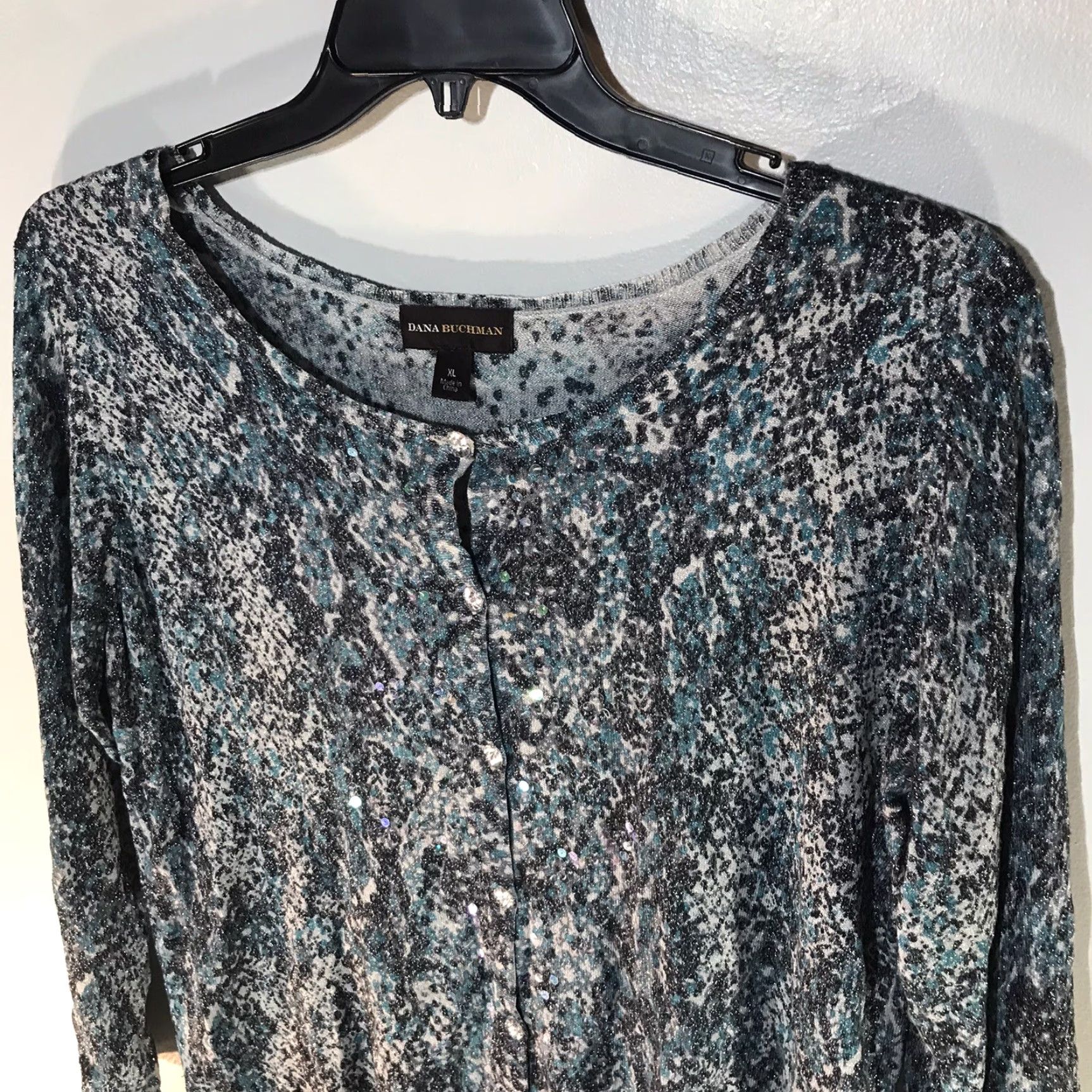 Vintage Dana Buchman Cardigan Womens Size XL Sequin Button Full Multi Donna Size XL / US 12-14 / IT 48-50 - 2 Thumbnail