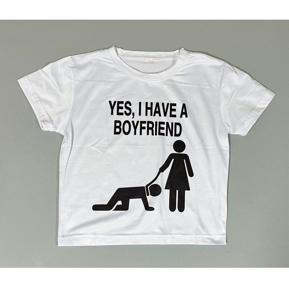 Vintage White Black ‘Yes, I Have A Boyfriend’ Tee Top Shirt Size S 🦴 Size S / US 4 / IT 40 - 1 Thumbnail