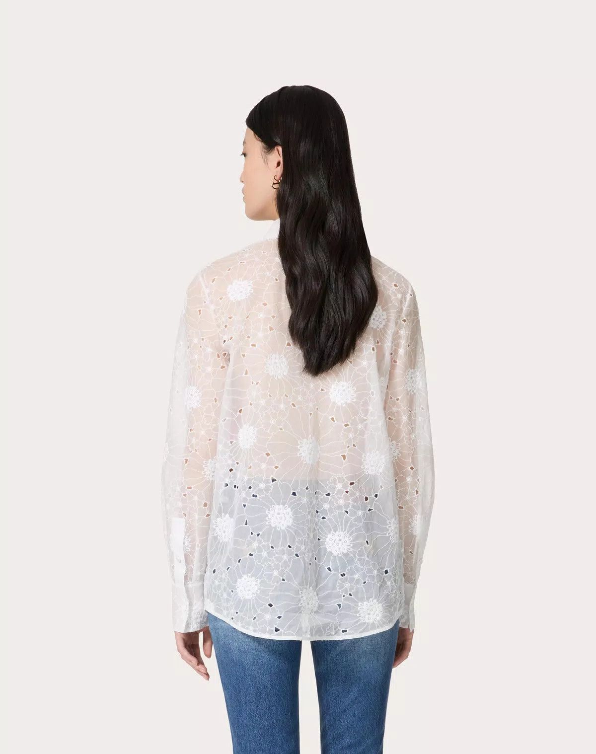 Valentino o1s1wg110426 Daisy Organdis Shirt in White Size S / US 4 / IT 40 - 5 Thumbnail