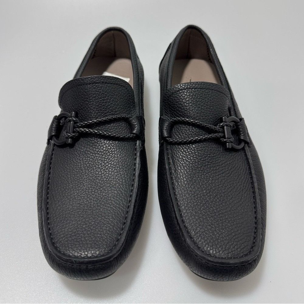 Salvatore Ferragamo Ferragamo Front 4 Leather Driver Loafers Black Men’s Size 6E Size US 6 / EU 39 - 2 Thumbnail