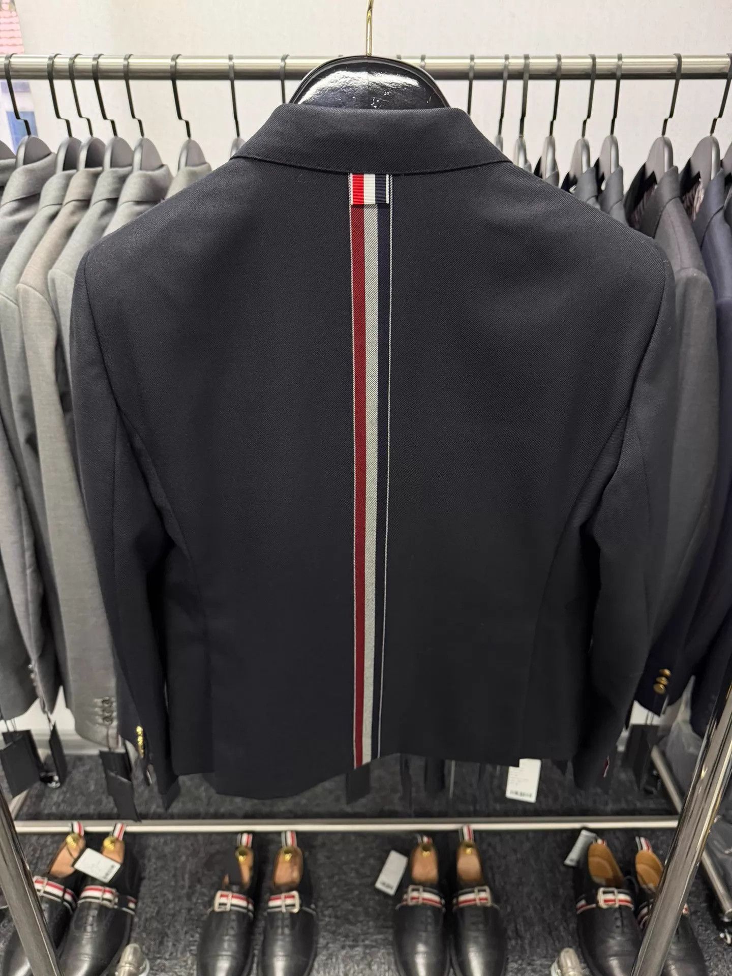 Thom Browne Thom Browne Women's Navy Gold Button Short Jacket Stripe Size M / US 6-8 / IT 42-44 - 2 Thumbnail