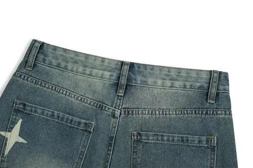 Designer × Japanese Brand Starburst print loose casual washed denim shorts Size US 32 / EU 48 - 3 Thumbnail