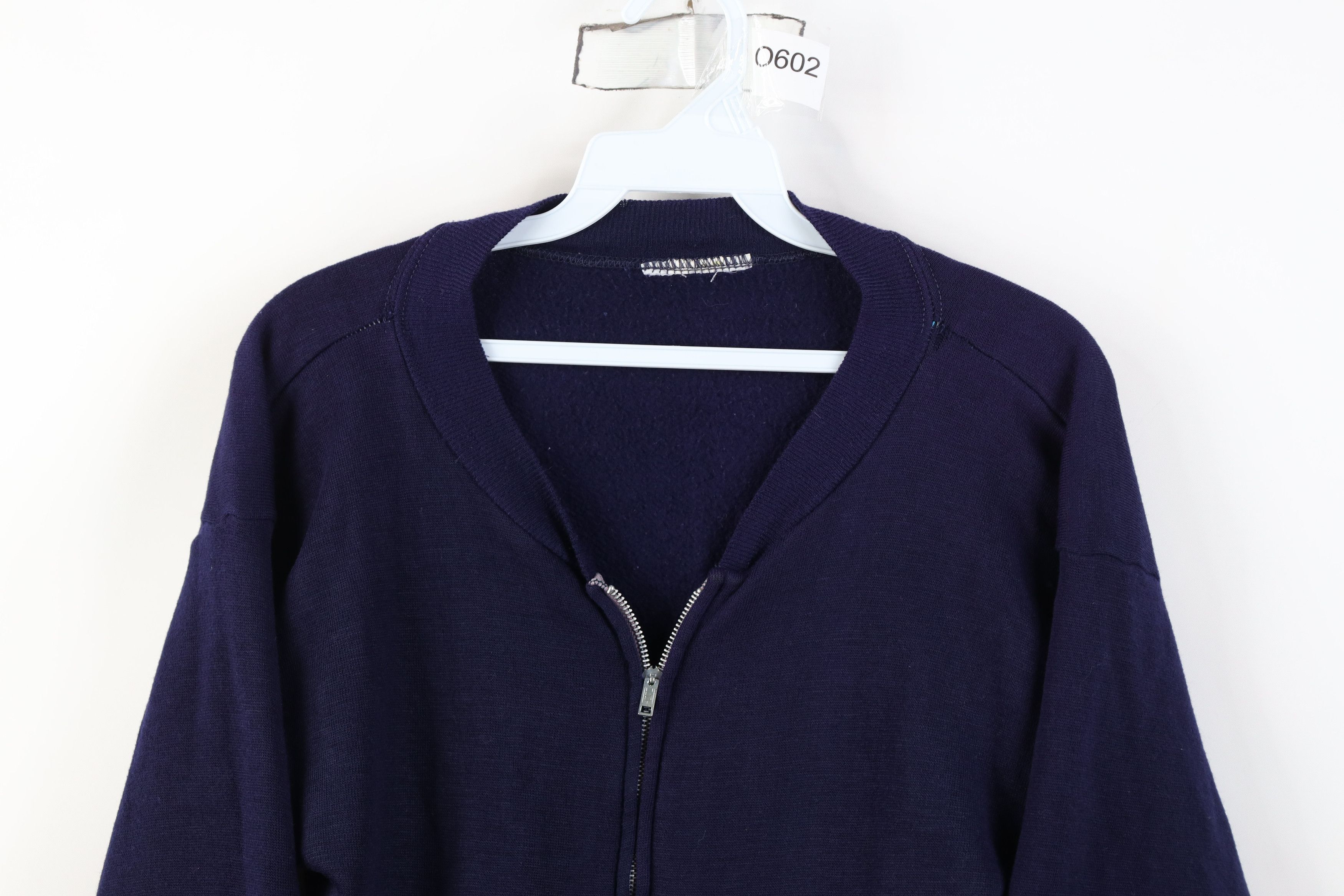 Vintage Vintage 70s Streetwear Blank Full Zip Sweatshirt Blue USA Size M / US 6-8 / IT 42-44 - 2 Thumbnail