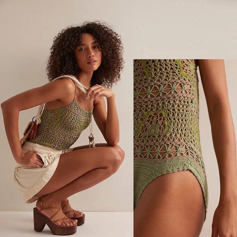 Free People NWT New $228 Free People Bali Secrets Garden Crochet Bodysu Size XS / US 0-2 / IT 36-38 - 2 Thumbnail