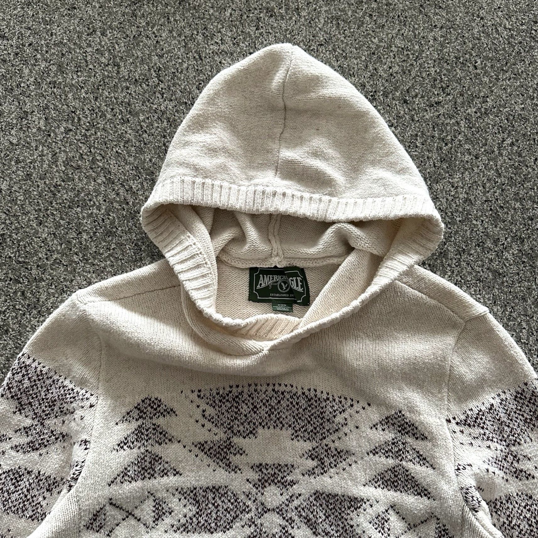 American Eagle Outfitters VINTAGE American Eagle Knit Sweater Mens M Pullover Hoodie Aztec Print Ivory Purple Size US M / EU 48-50 / 2 - 2 Thumbnail