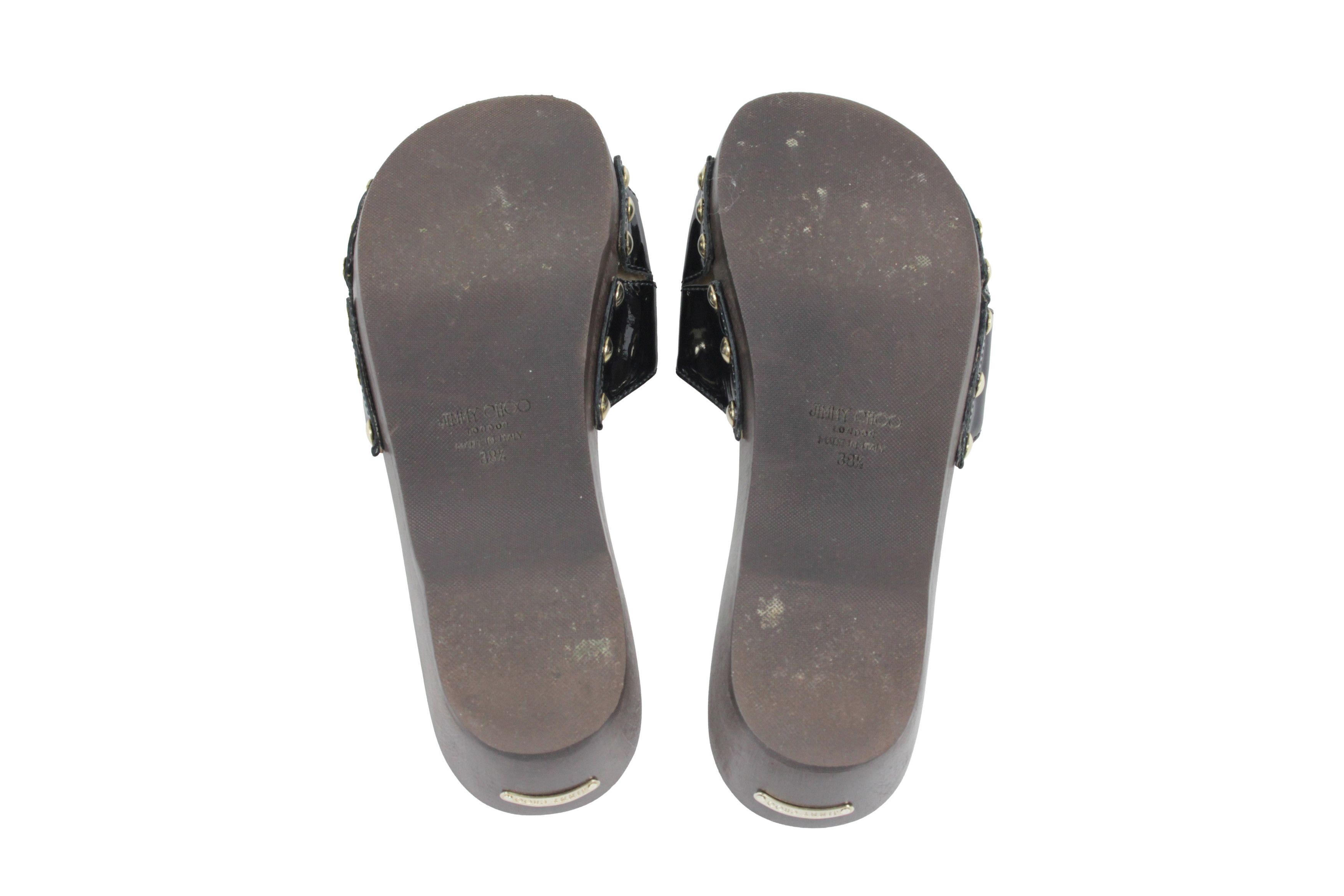 Jimmy Choo Wood Sabo Mules Y2K Studded Sandals Size US 8.5 / IT 38.5 - 12 Thumbnail