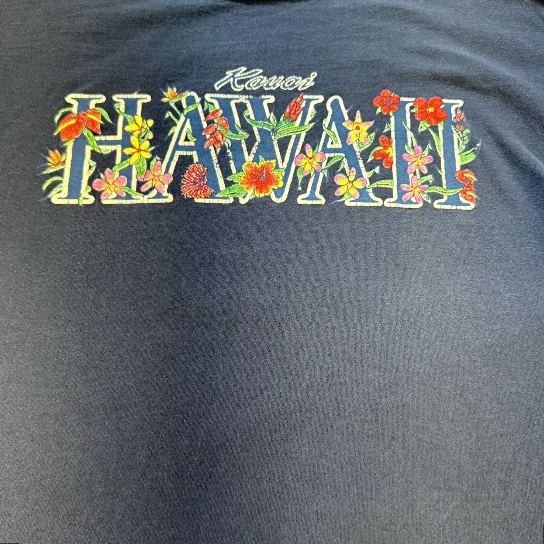 Jerzees VINTAGE Kauai Hawaii Shirt Mens 2XL Jerzees Floral Graphic Tee Made USA Navy Blue Crew Neck Short Sleeve Graphic Print Men Size US XXL / EU 58 / 5 - 2 Thumbnail