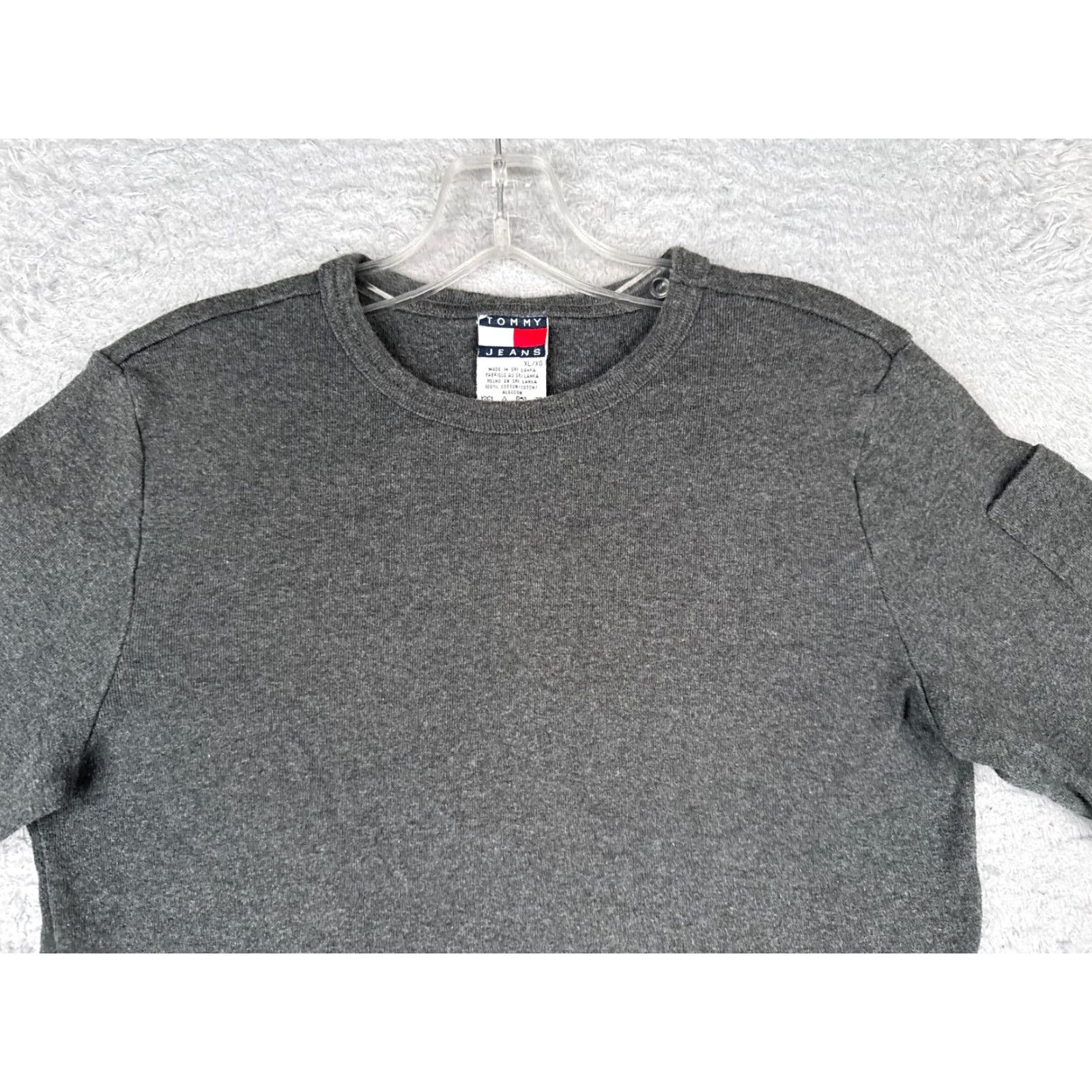 Tommy Hilfiger Tommy Hilfiger Gray Long Sleeve Crew Shirt Women Large 100% Cotton Outdoor Slim Fit Size L / US 10 / IT 46 - 4 Thumbnail