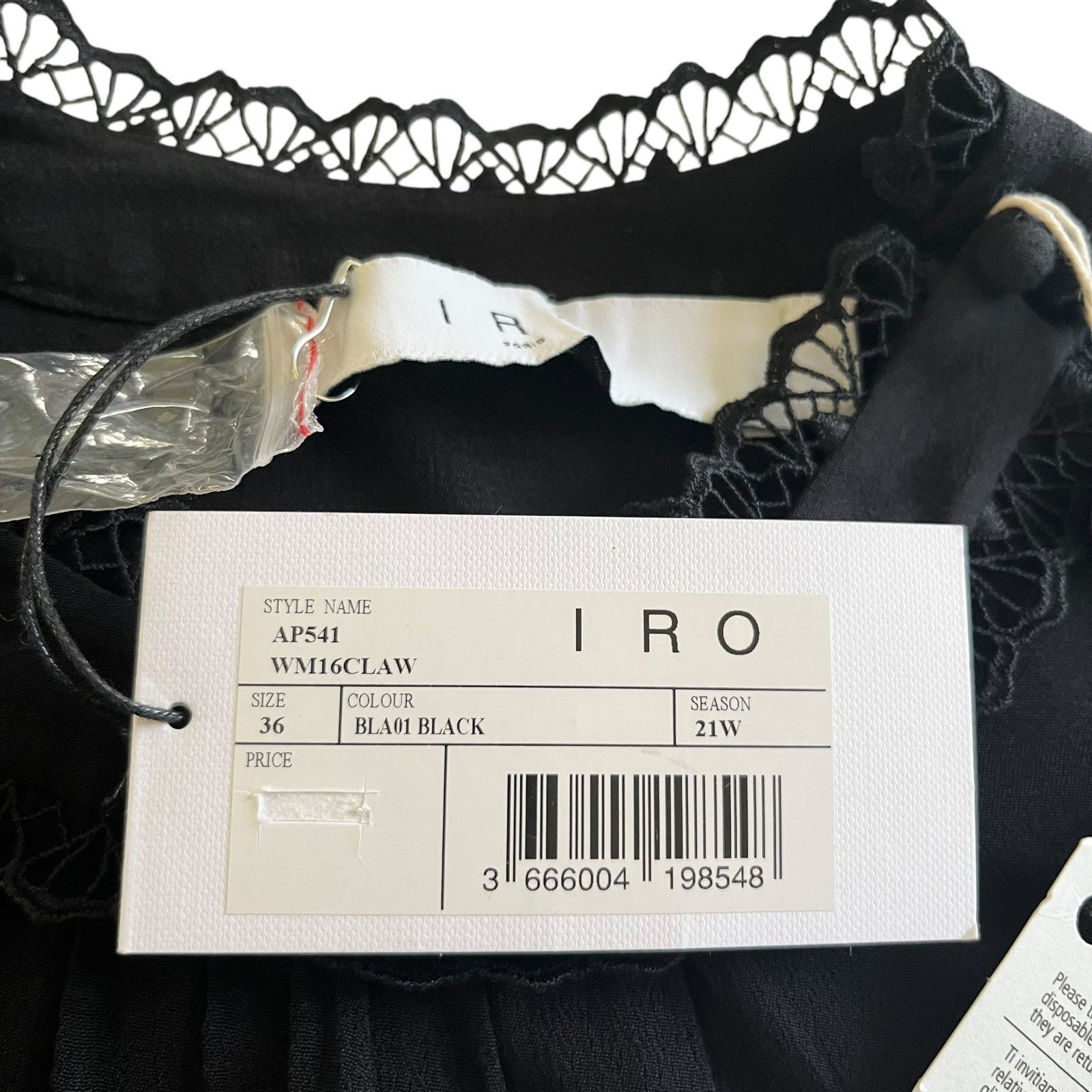 Iro IRO Claw Guipure Lace Trimmed Ruffled Crepe Black Blouse Size S / US 4 / IT 40 - 9 Thumbnail