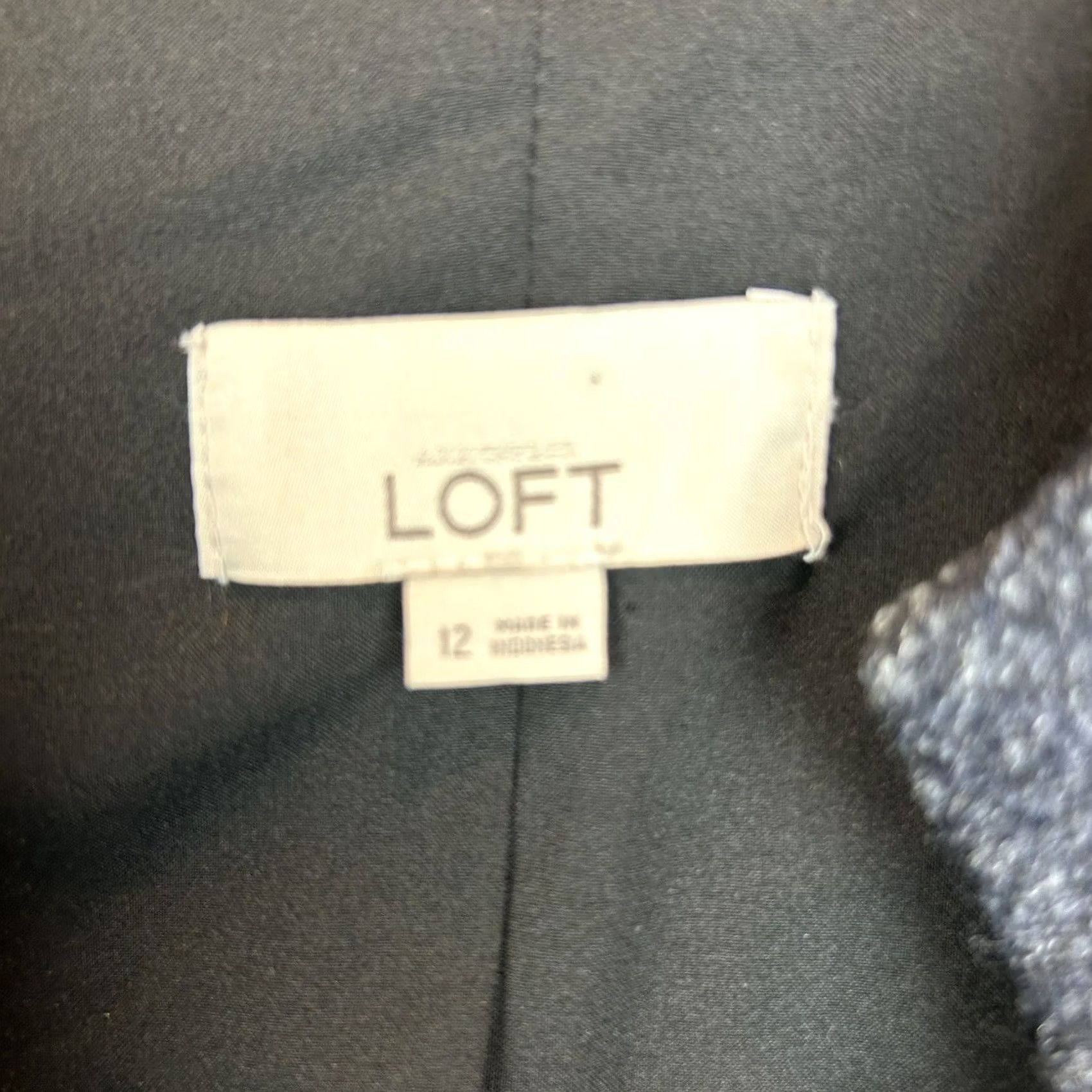 Ann Taylor Loft Suit Jacket Blazer Womens 12 Navy Wool Blend Mandarin Collar Snap Size XL / US 12-14 / IT 48-50 - 3 Thumbnail