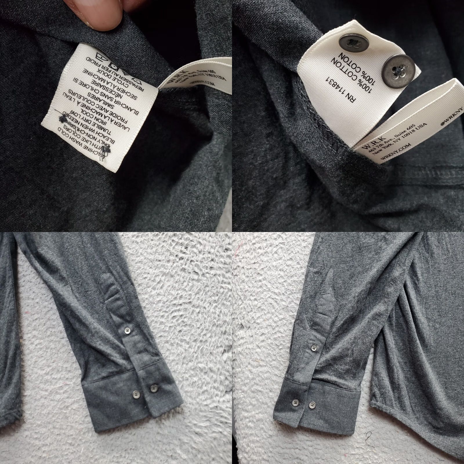 Vintage WRK Reworked Shirt Mens XXL Dark Gray Poplin Knit Paneled Collared Button Down Shirt Size US XXL / EU 58 / 5 - 8 Thumbnail