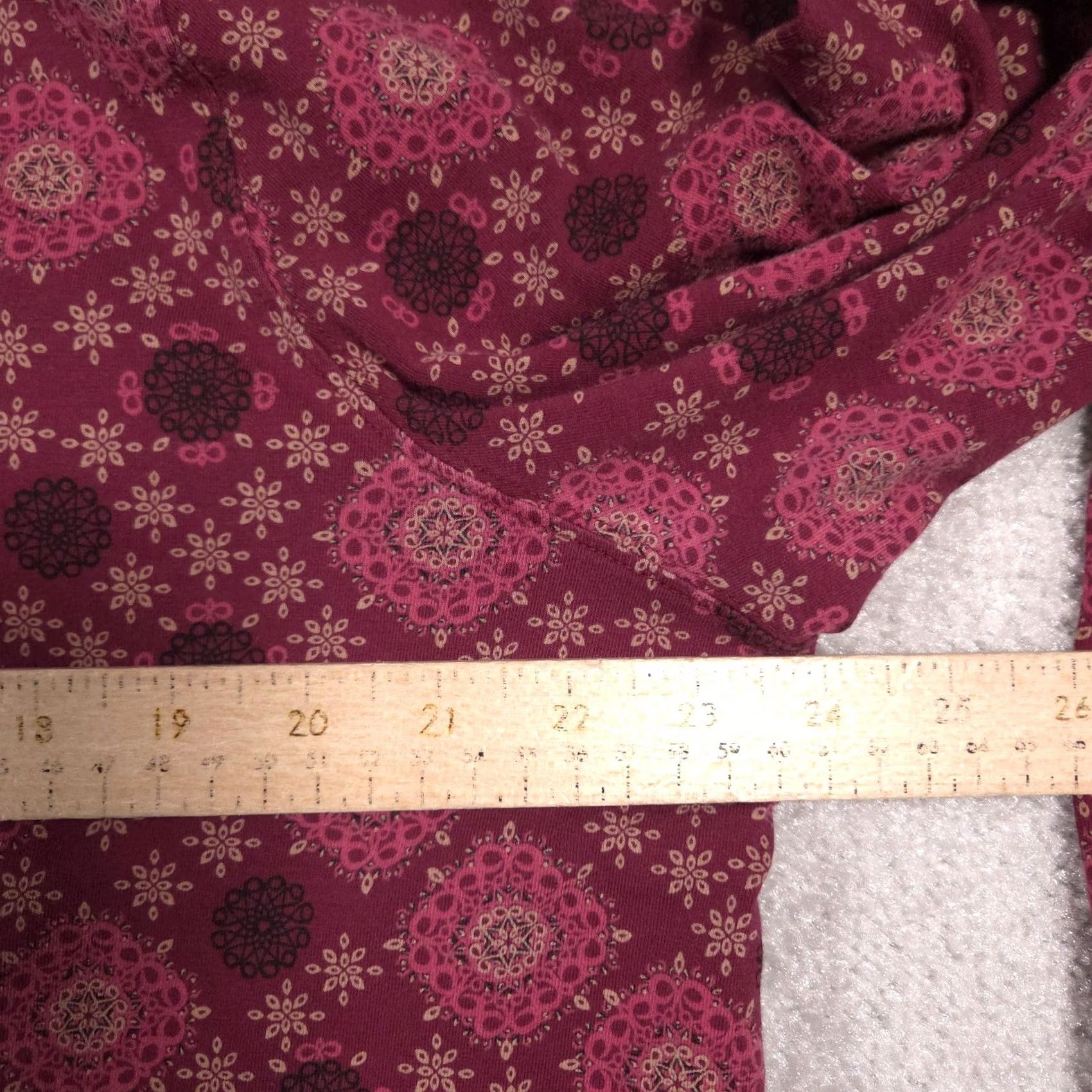 Croft & Barrow Croft & Barrow Shirt Womens 2X Red Geometric Mock Neck Long Sleeve Stretch Top Size XXL / US 16-18 / IT 52-54 - 7 Thumbnail