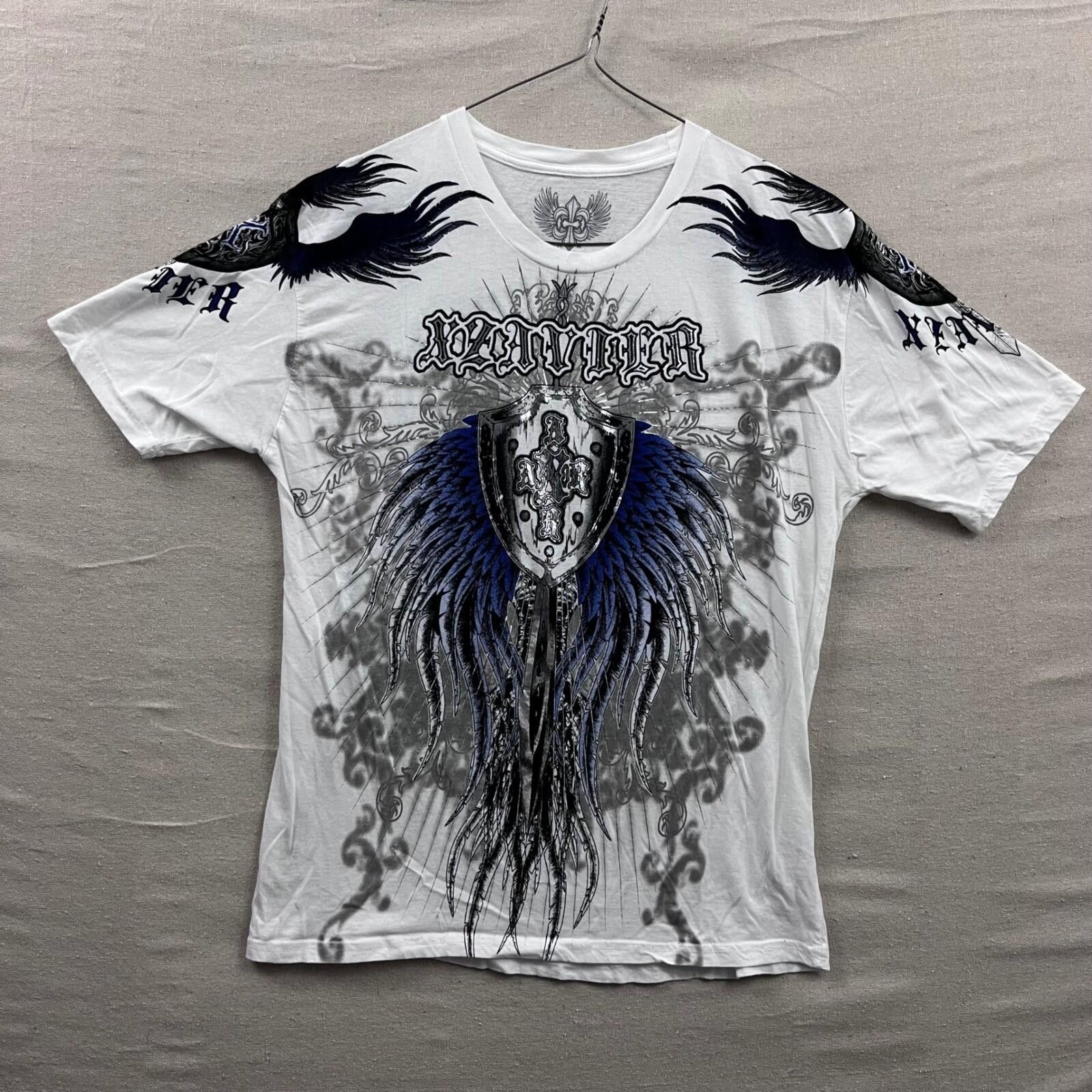 Other Xzavier Mens XL Graphic T-Shirt White Blue Winged Shield Cro Size US XL / EU 56 / 4 - 1 Thumbnail