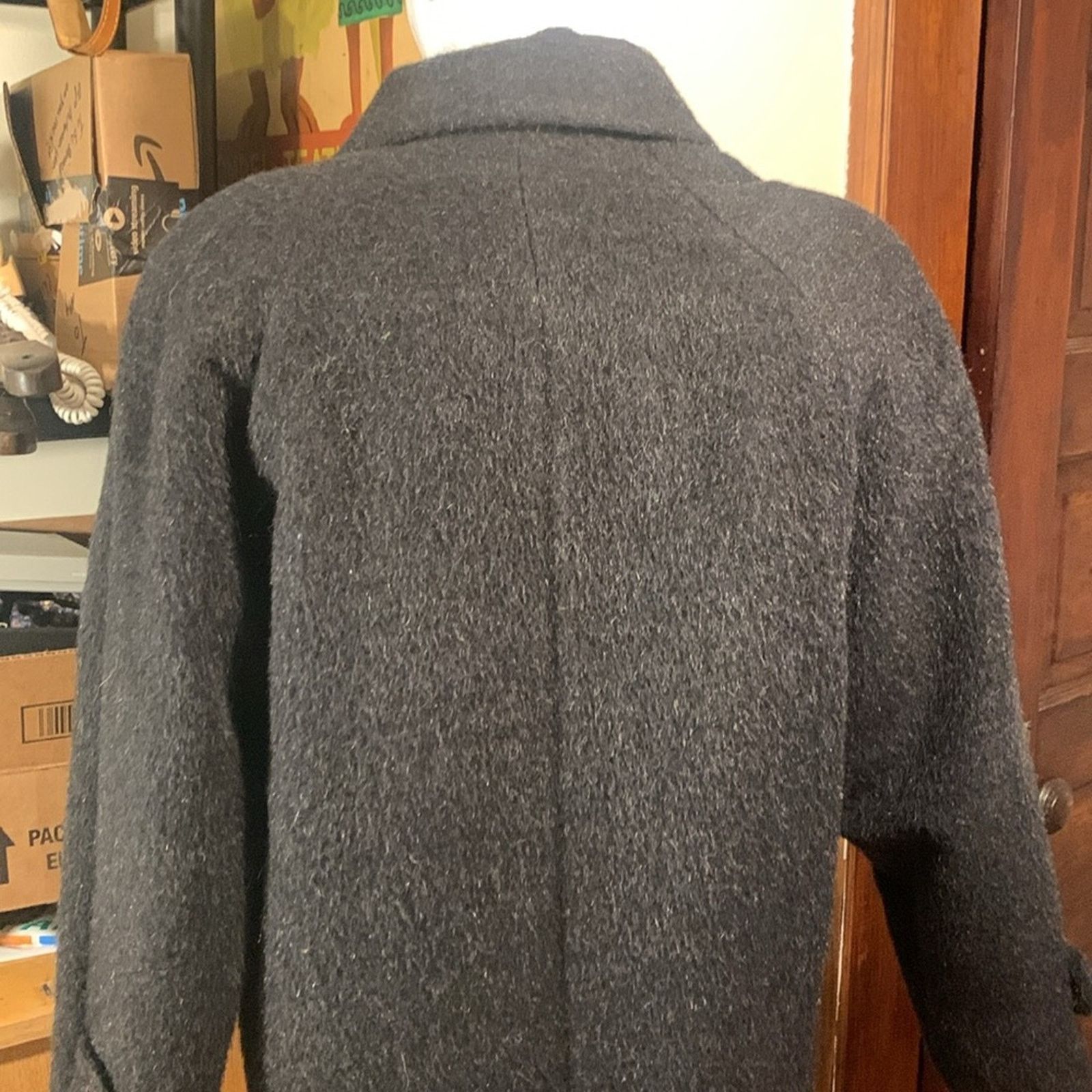 Vintage 90’s Larry Levine gray wool alpaca and mohair overcoat Size L / US 10 / IT 46 - 7 Thumbnail