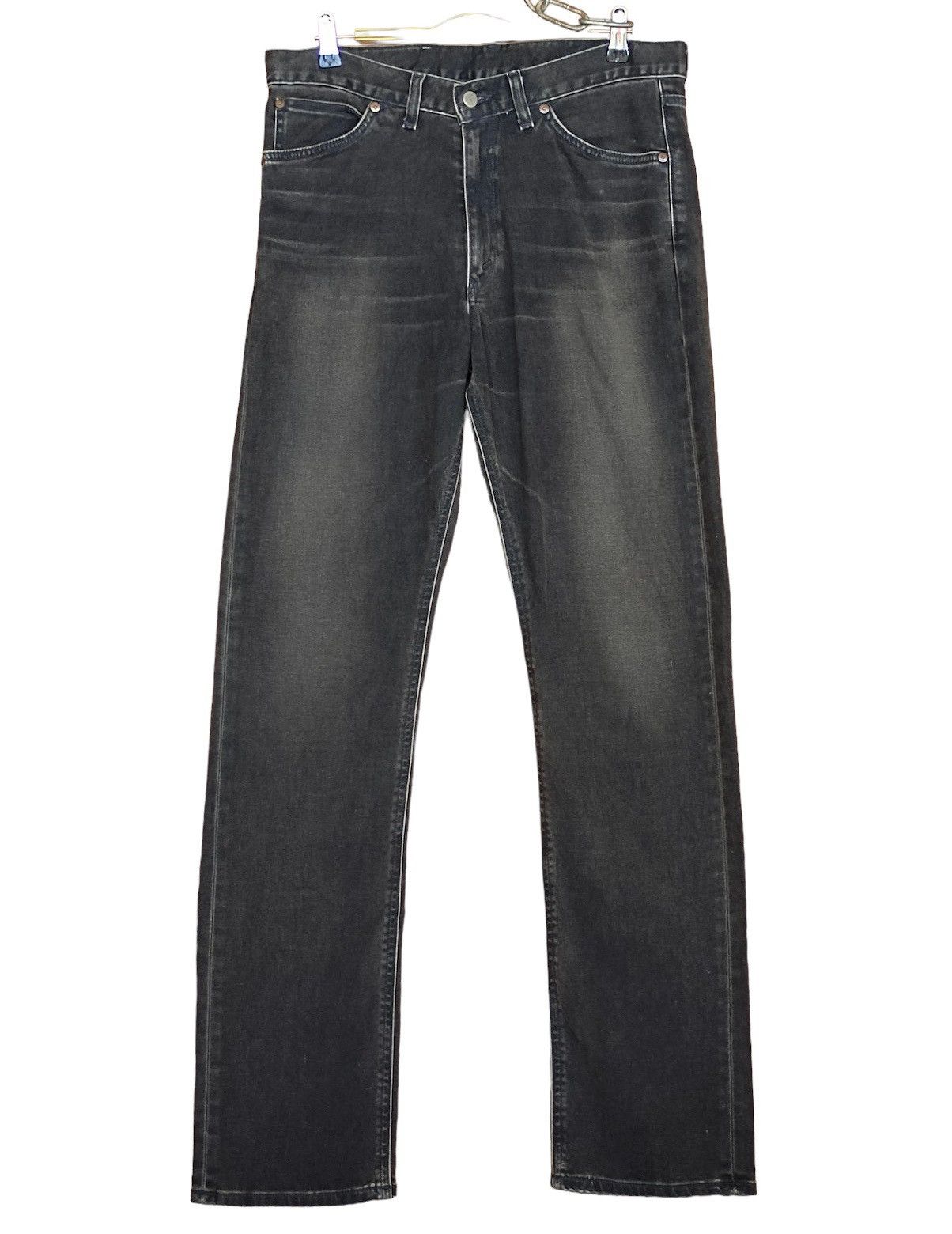 image of 14Th Addiction x If Six Was Nine Vintage Lee Japan Waxed Black Faded Denim Jeans in Faded Black (Si