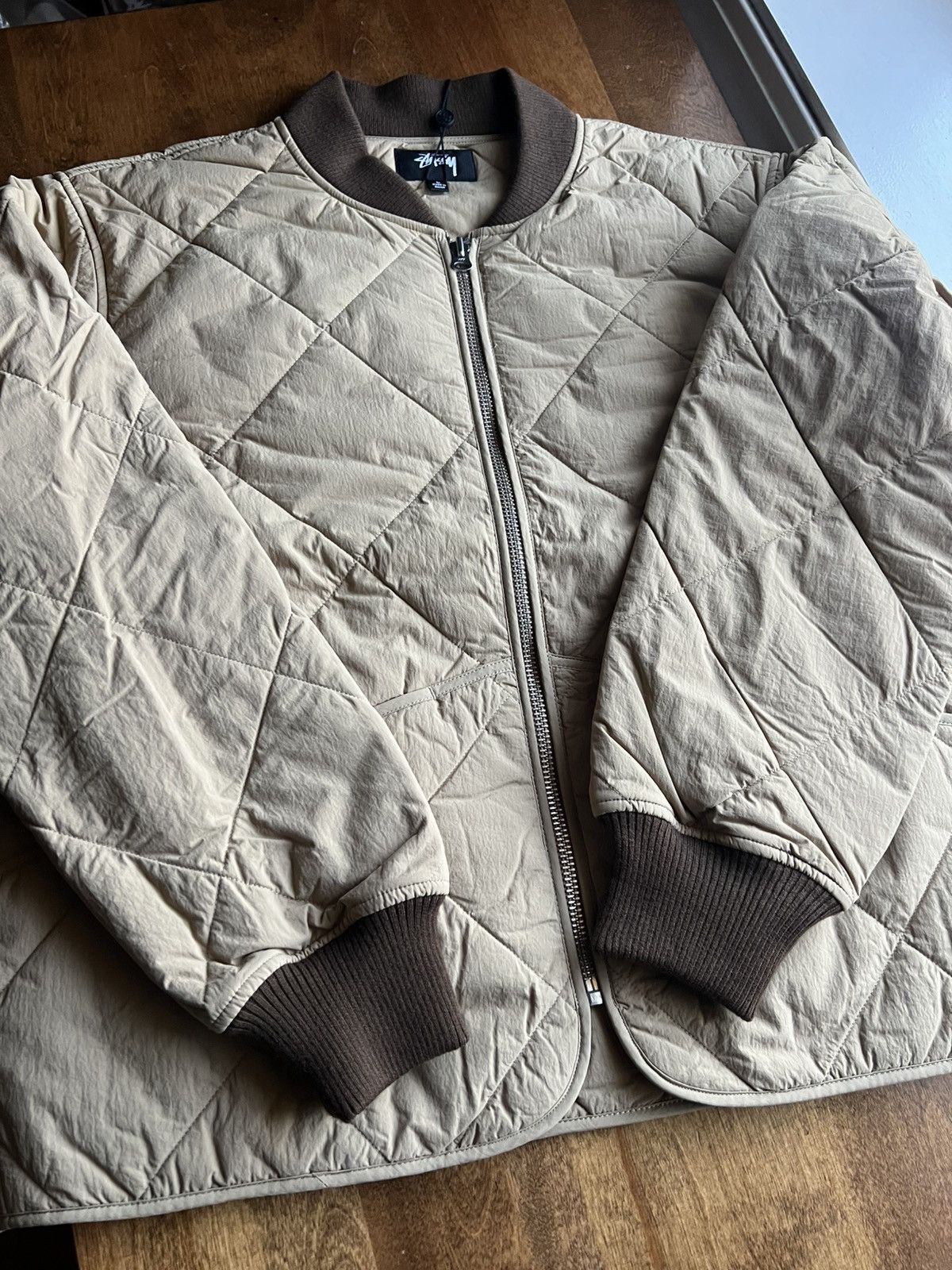 Stussy × Vintage Stussy 8 Ball Quilted Liner Jacket Tan Brown Size US L / EU 52-54 / 3 - 2 Thumbnail