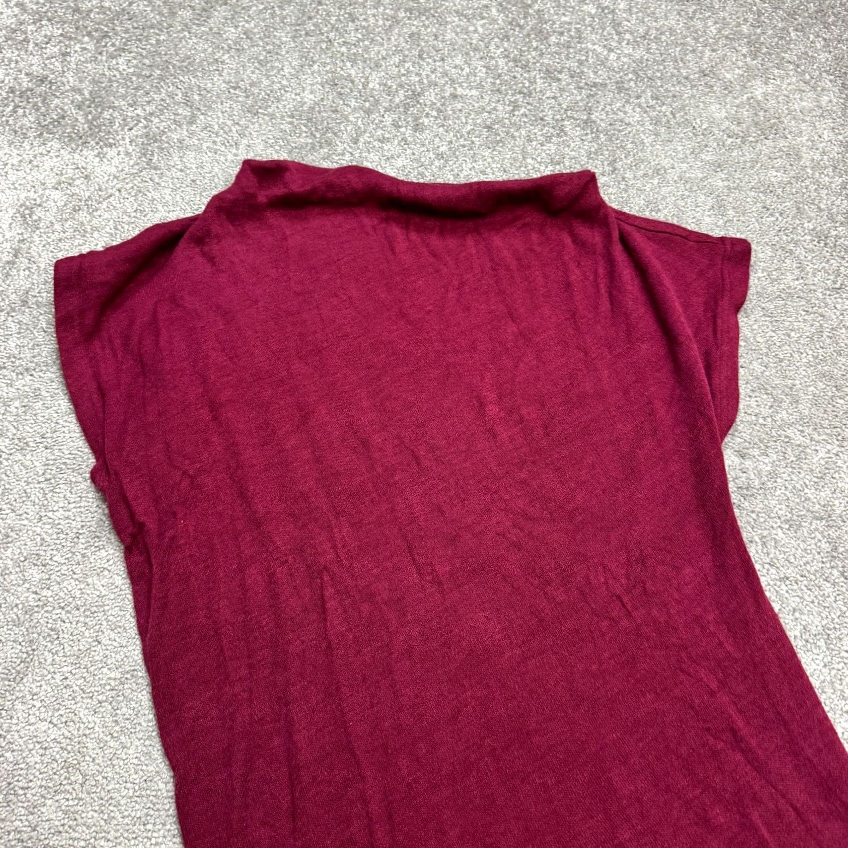 Vintage Piko 1988 Tunic Sweater Top Womens Medium Burgundy Red Short Sleeve Acrylic Knit Shirt Blouse Size M / US 6-8 / IT 42-44 - 3 Thumbnail
