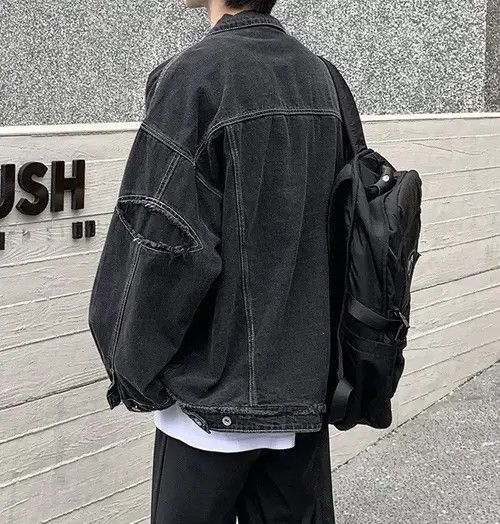 VIBE Retro Black Oversized Harajuku Denim Jacket Size US L / EU 52-54 / 3 - 5 Thumbnail