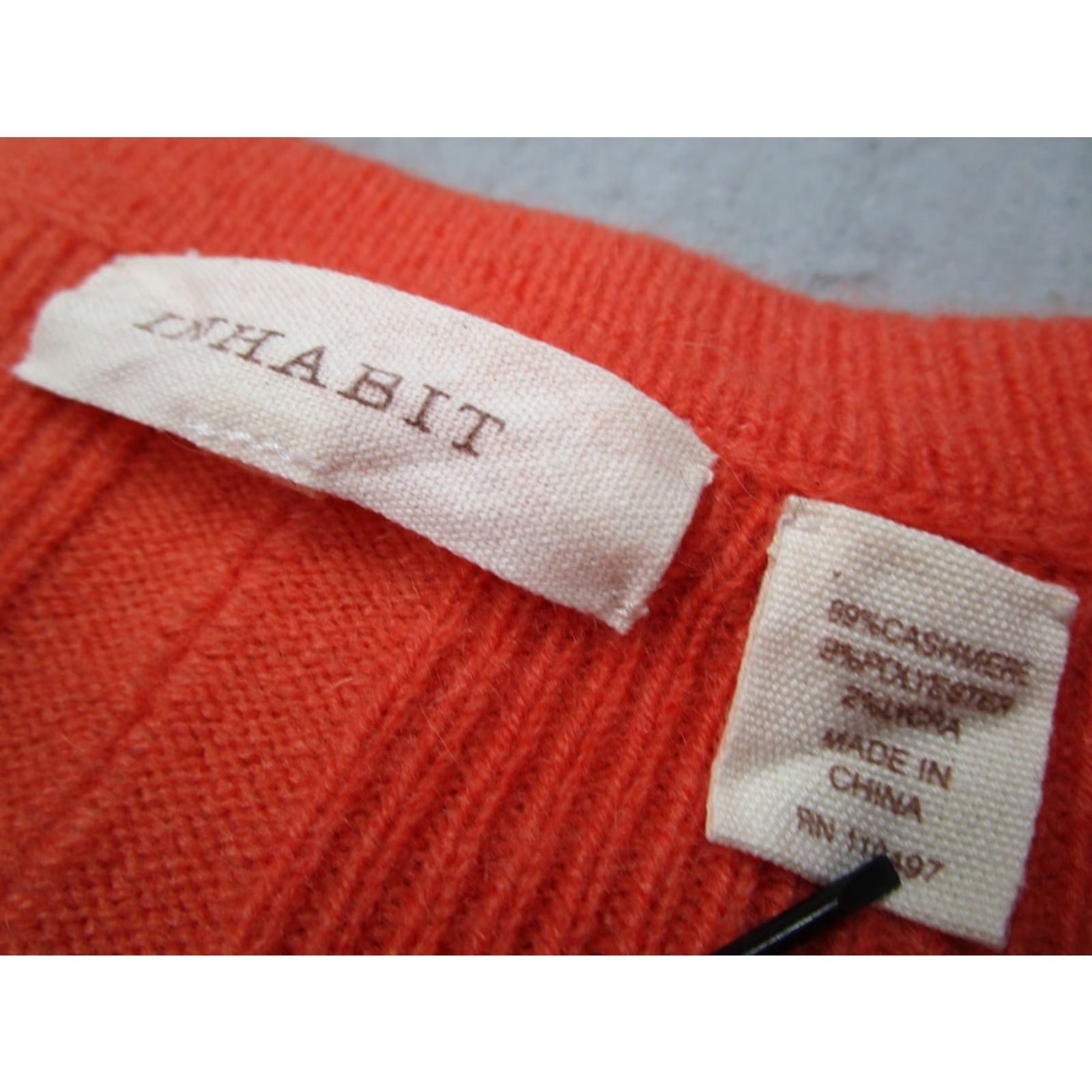 Vintage INHABIT Cardigan Women Medium Orange Cashmere Blend Button-Up Knit Sweater Womens Size M / US 6-8 / IT 42-44 - 3 Thumbnail