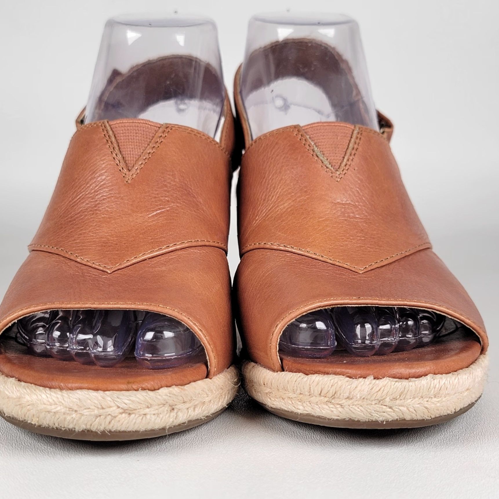 Vintage American Eagle Women Brown Leather Sandal Wedge Heel Strappy Espadrilles Size 8M Size US 8 / IT 38 - 3 Thumbnail