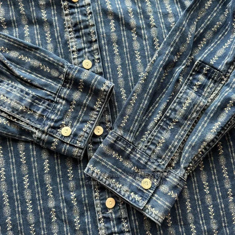 RRL Ralph Lauren RRL Ralph Lauren Blue dyed snowflake striped shirt Size US S / EU 44-46 / 1 - 4 Thumbnail