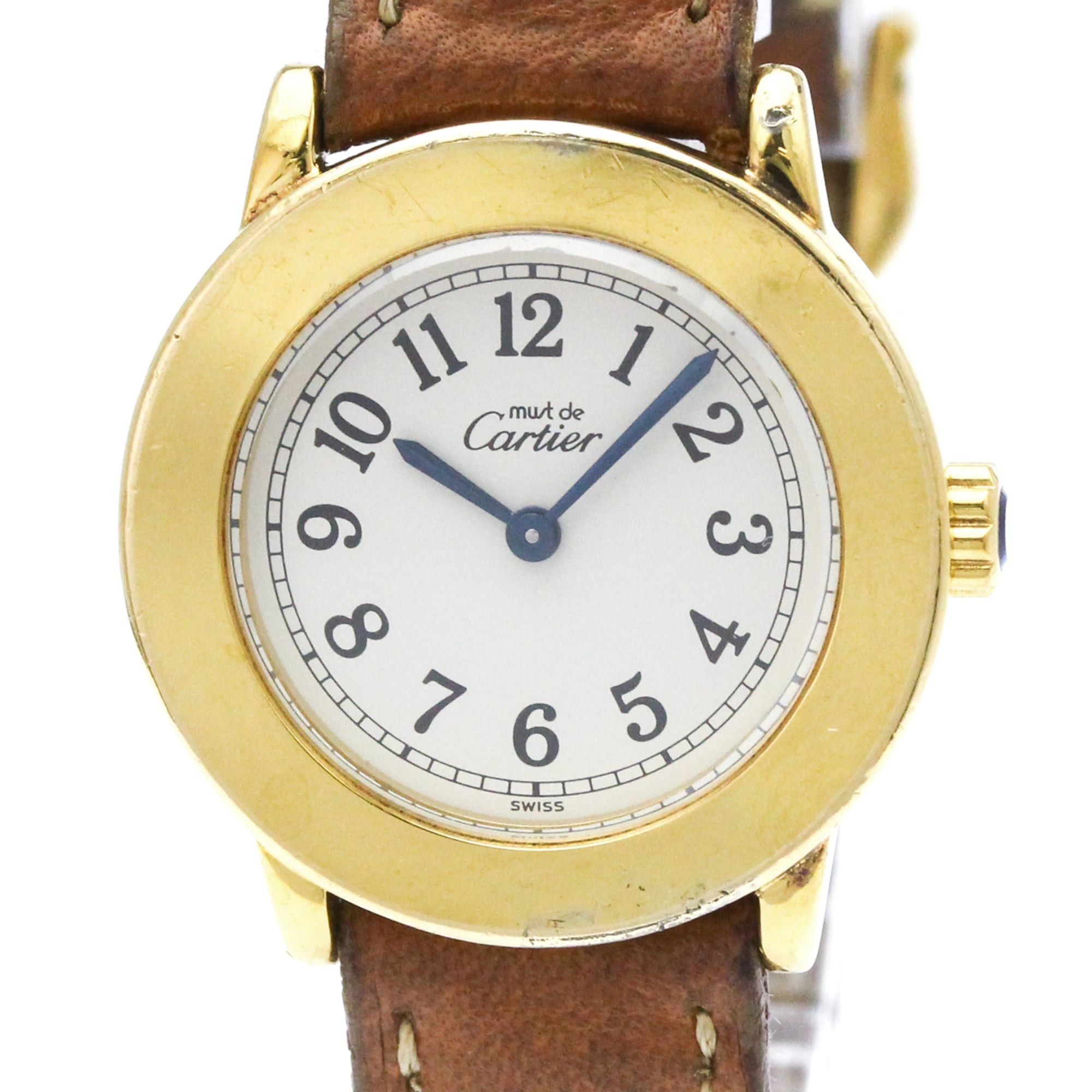 CARTIER Must Rondo Vermeil Gold Plated Steel Quartz Ladies Watch display picture 3