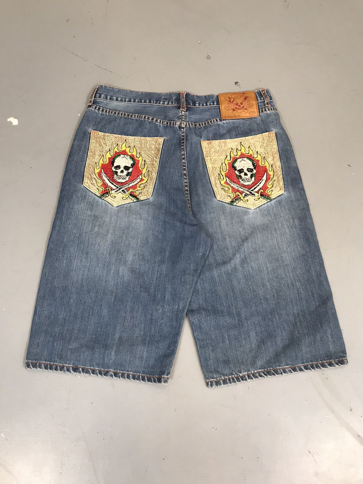 Vintage Ed hardy embroidered denim short