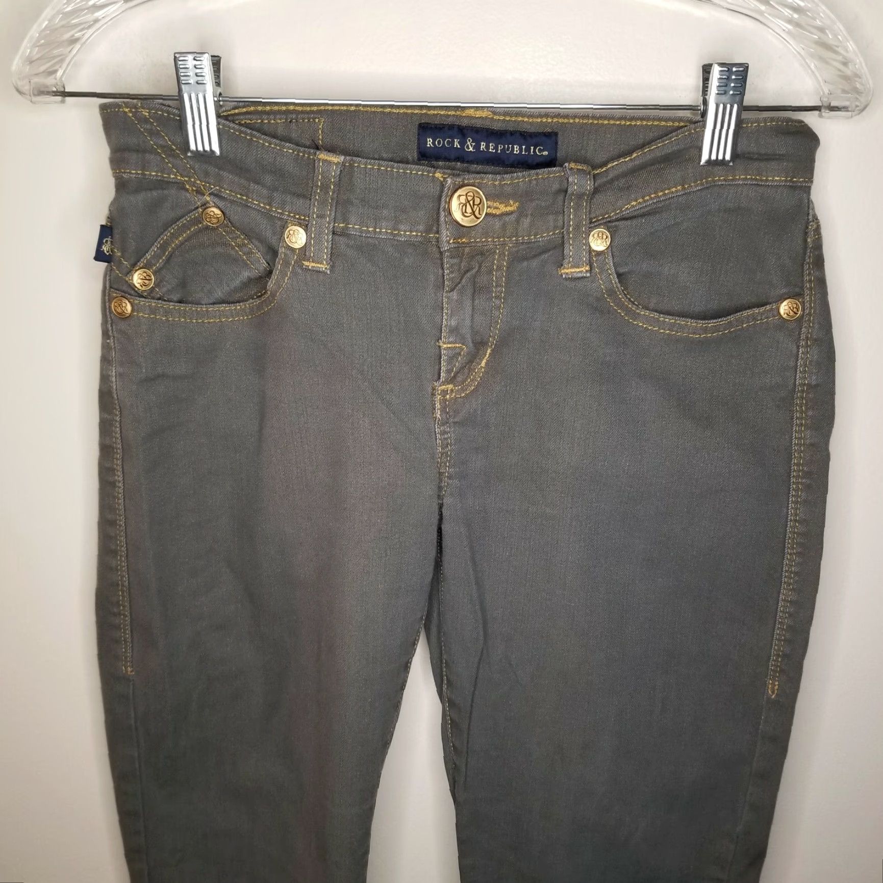 Vintage Rock & Republic Jeans Women Skinny Gray Size 4 Womens Size 27" / US 4 / IT 40 - 2 Thumbnail