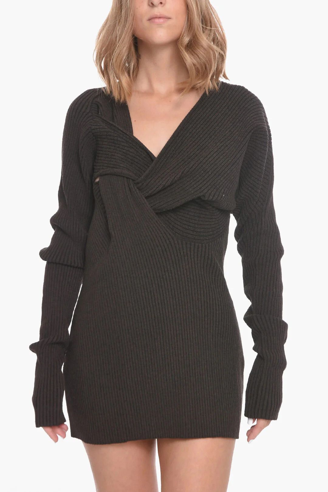 Bottega Veneta og1mm0426 Knit Minidress in Brown Size XS / US 0-2 / IT 36-38 - 4 Thumbnail