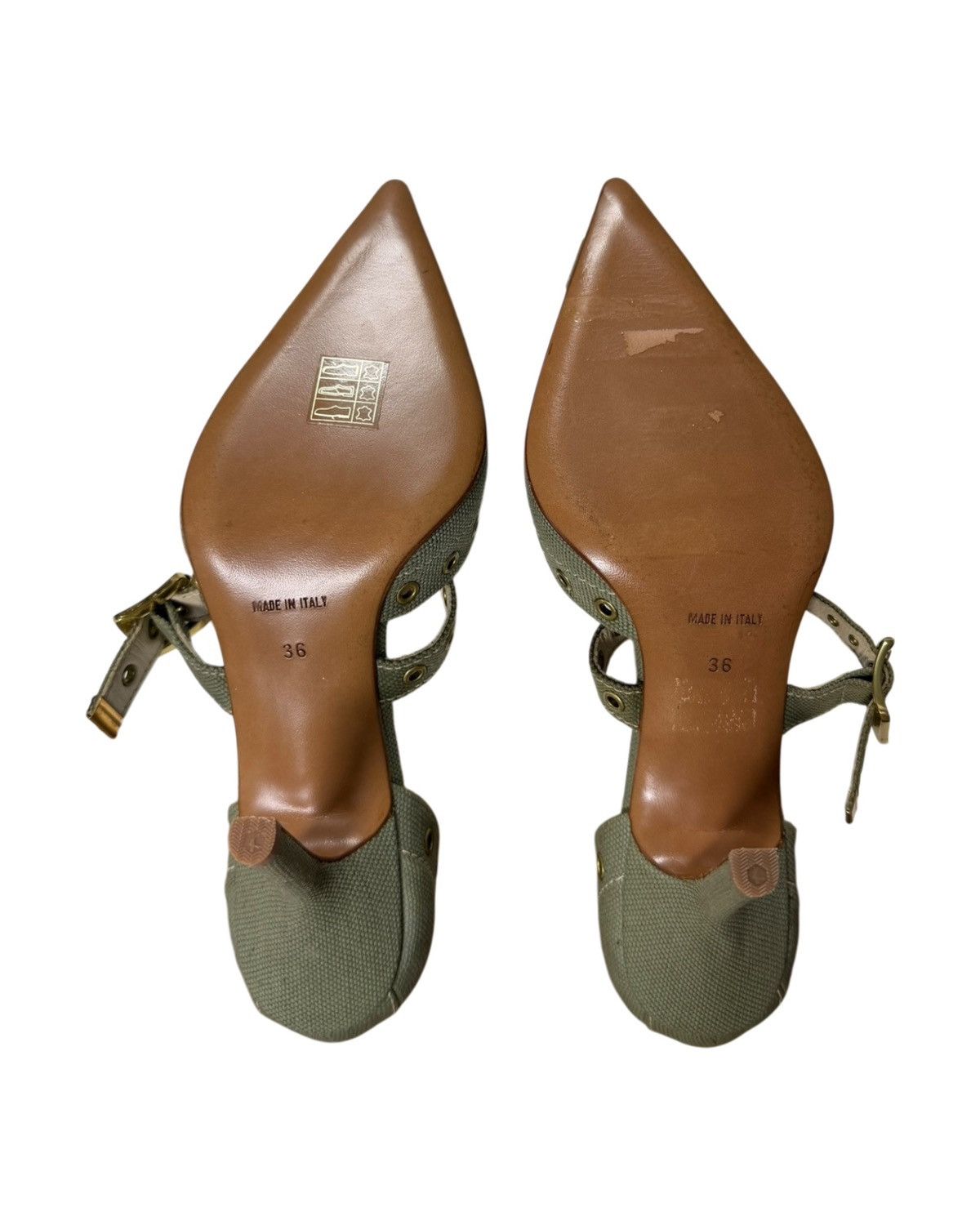 Dior CHRISTIAN DIOR S/S 2002 Canvas Grommet Mary Jane Heels Size US 6 / IT 36 - 3 Thumbnail