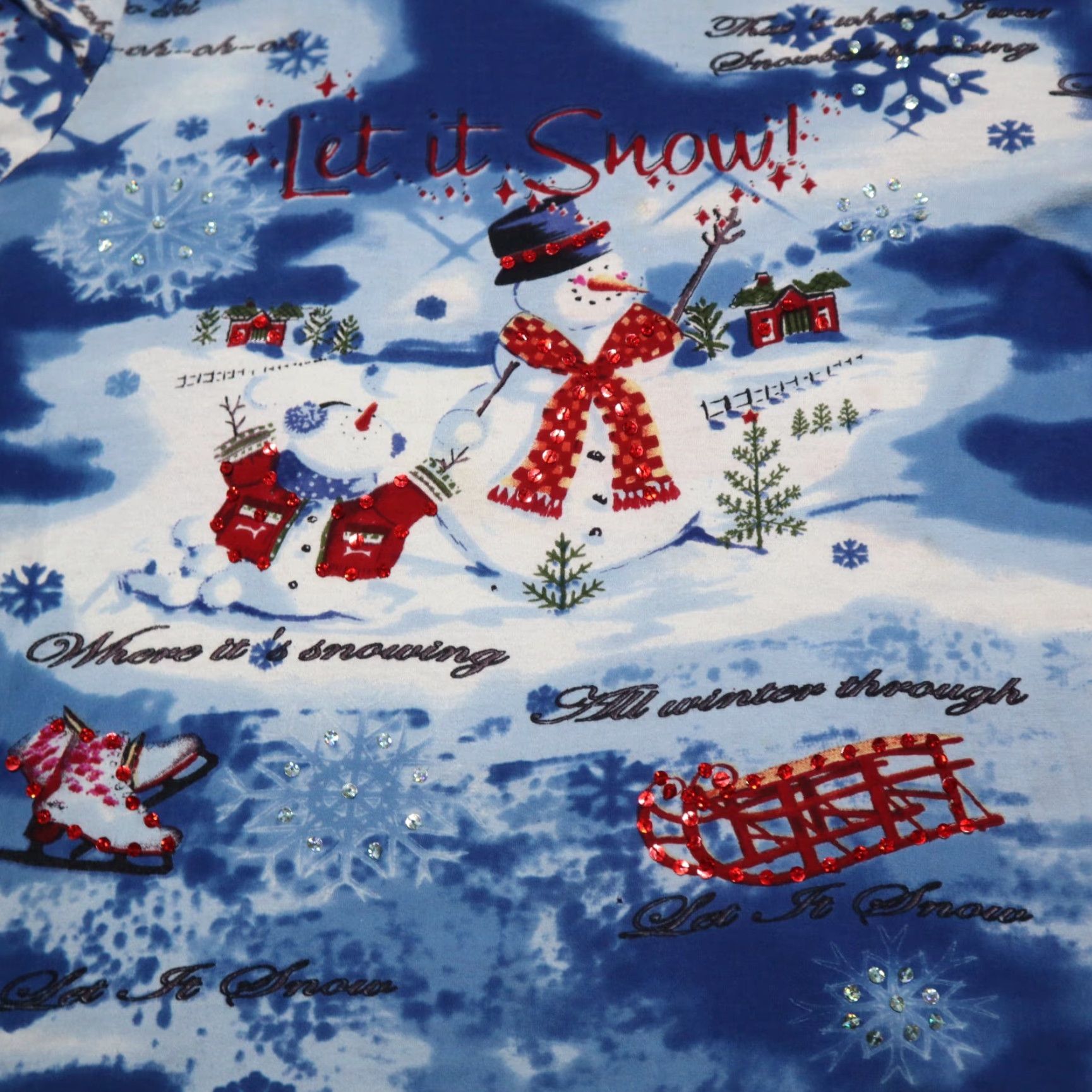 Vintage VINTAGE Let it Snow Winter Christmas Over All Print Tee T-Shirt Women's Size M Medium Size M / US 6-8 / IT 42-44 - 2 Thumbnail
